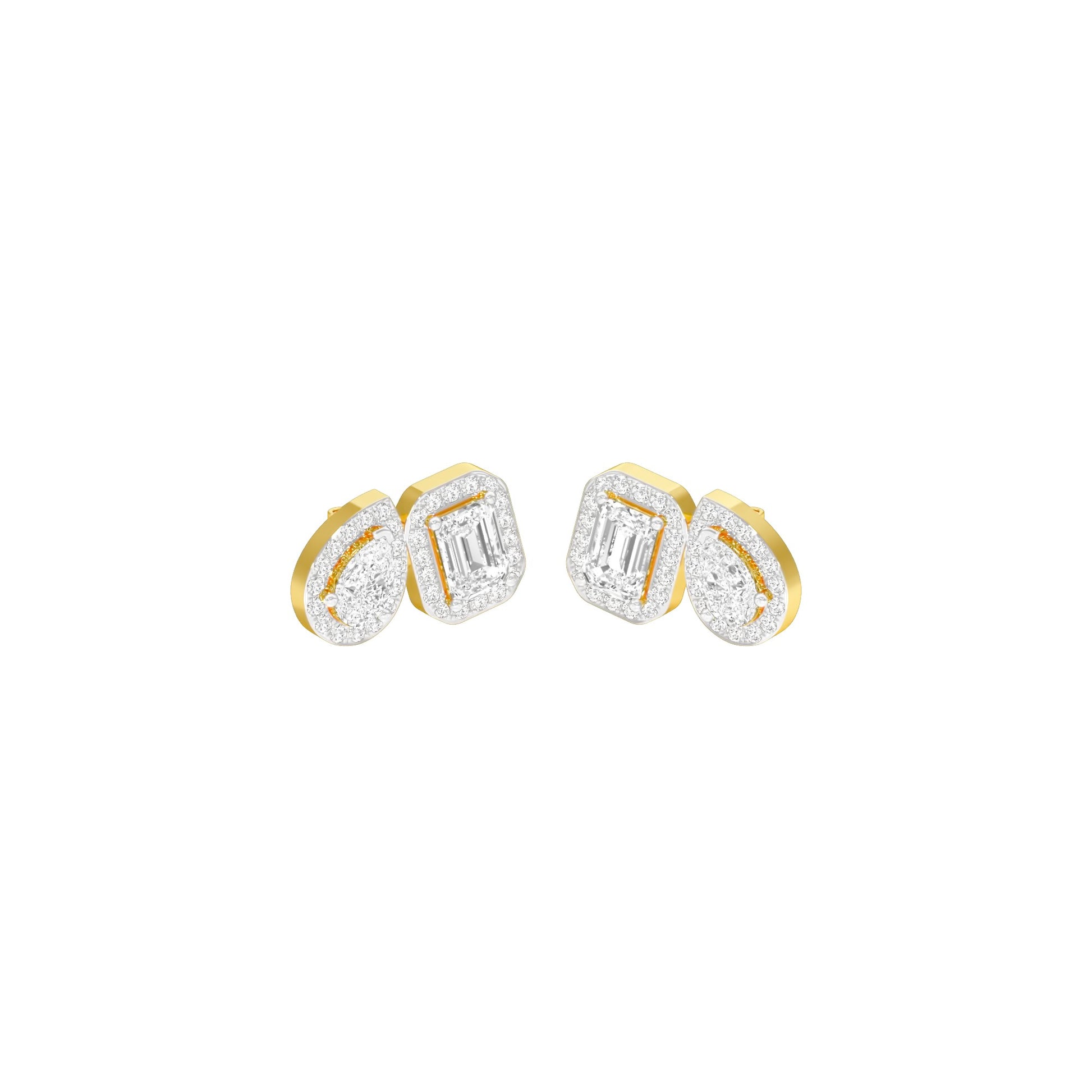 Dazzle Tabs Diamond Stud Earrings 18 KT / Yellow Gold