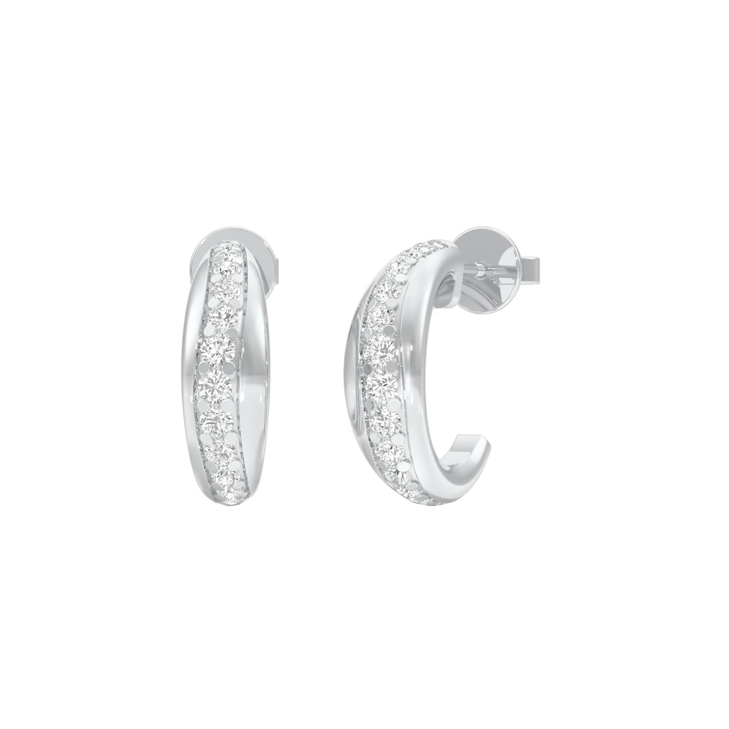 Stacklight Diamond Bali Earrings 18 KT / White Gold