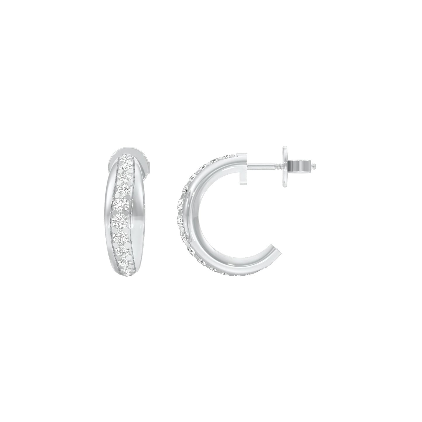 Stacklight Diamond Bali Earrings 18 KT / White Gold