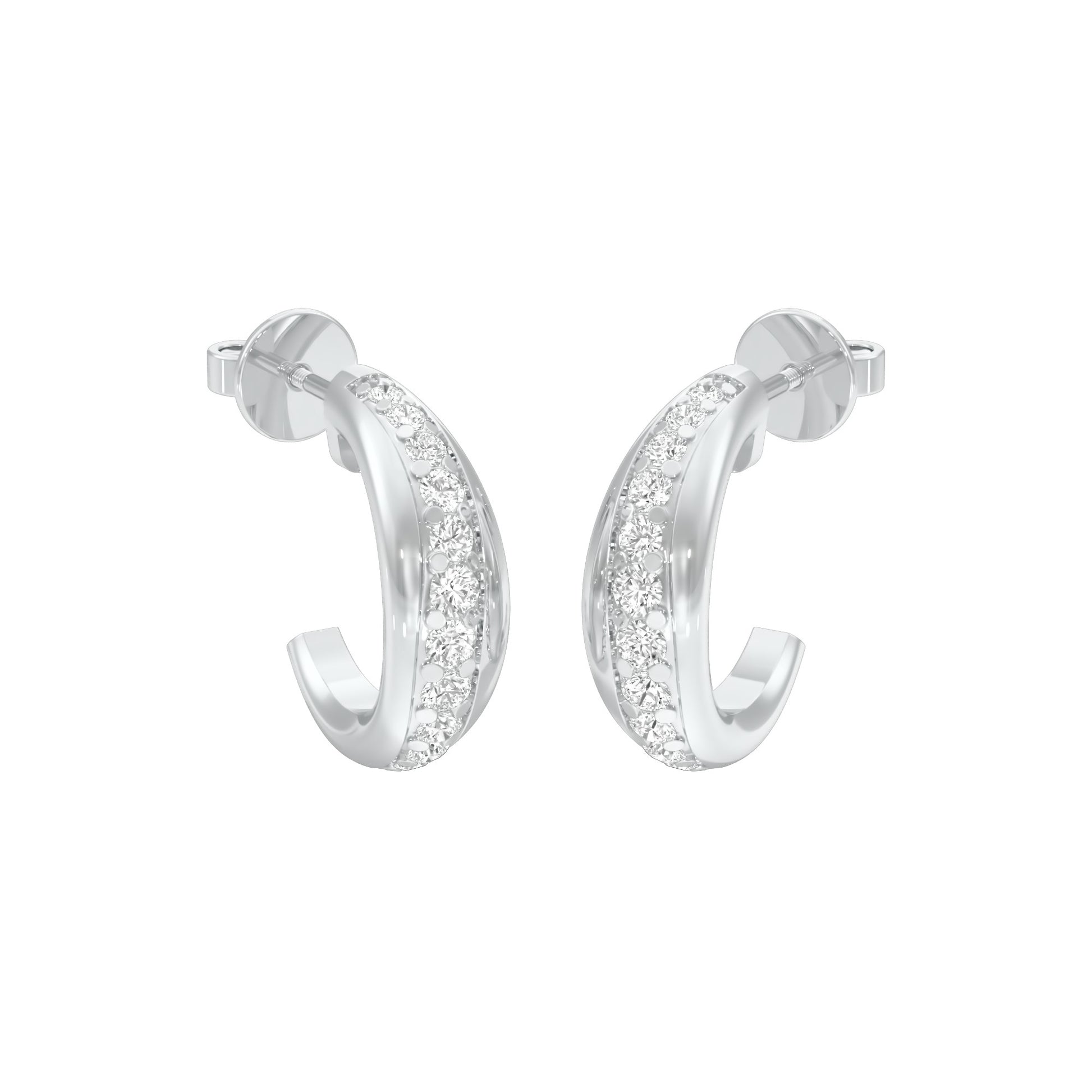 Stacklight Diamond Bali Earrings 18 KT / White Gold