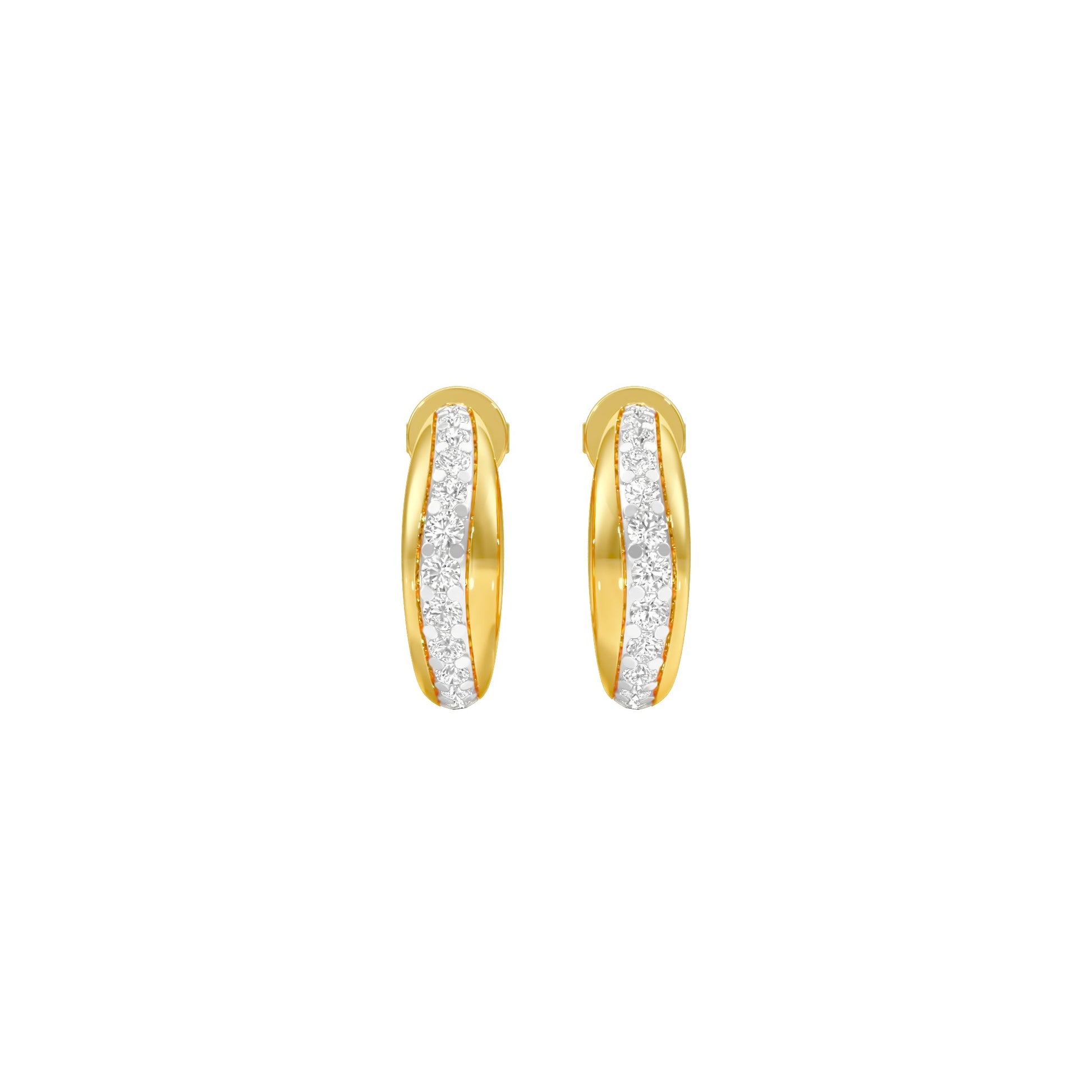 Stacklight Diamond Bali Earrings 18 KT / Yellow Gold