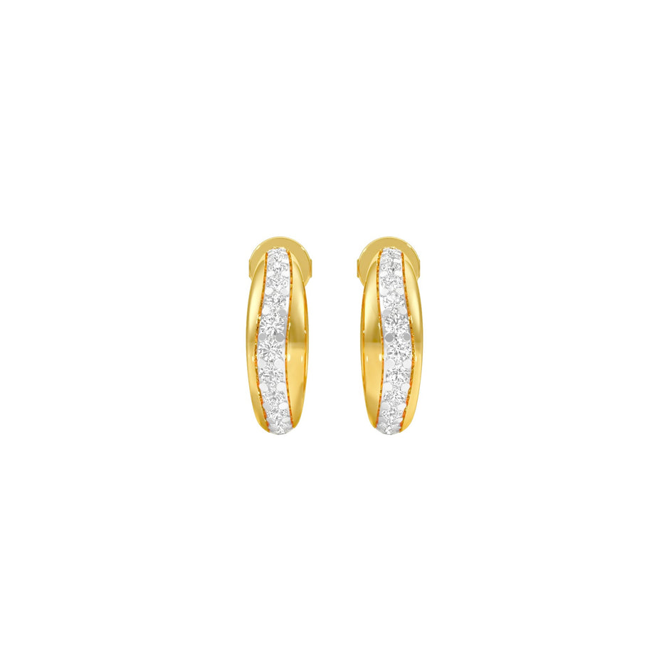 Stacklight Diamond Bali Earrings 18 KT / Yellow Gold