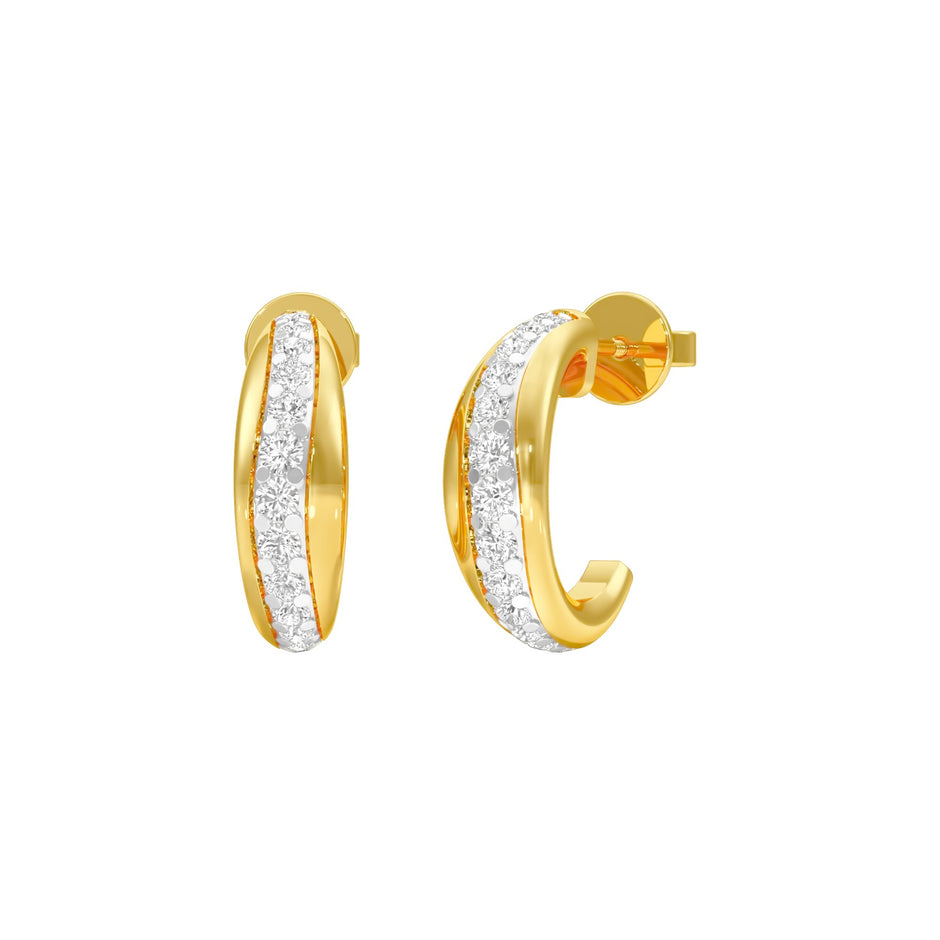 Stacklight Diamond Bali Earrings 18 KT / Yellow Gold