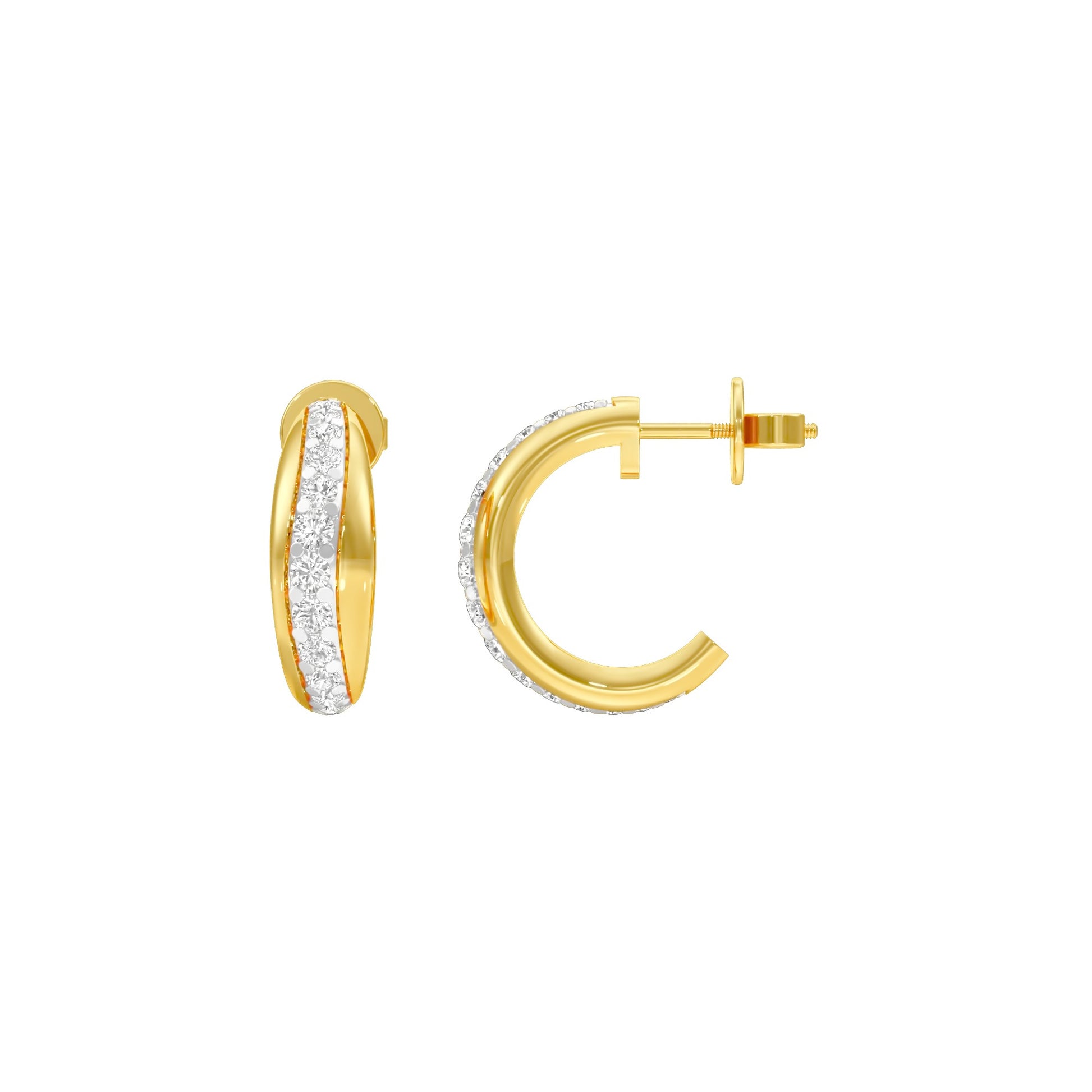 Stacklight Diamond Bali Earrings 18 KT / Yellow Gold