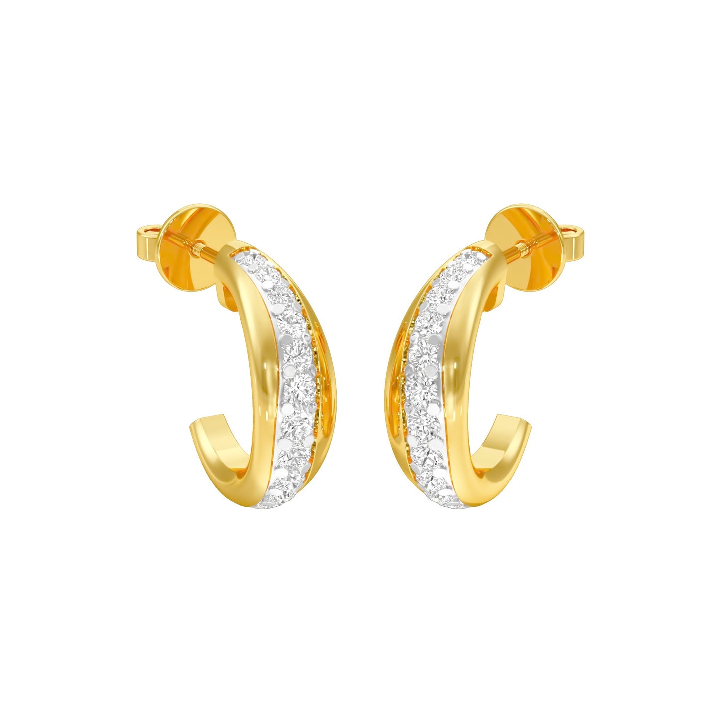 Stacklight Diamond Bali Earrings 18 KT / Yellow Gold