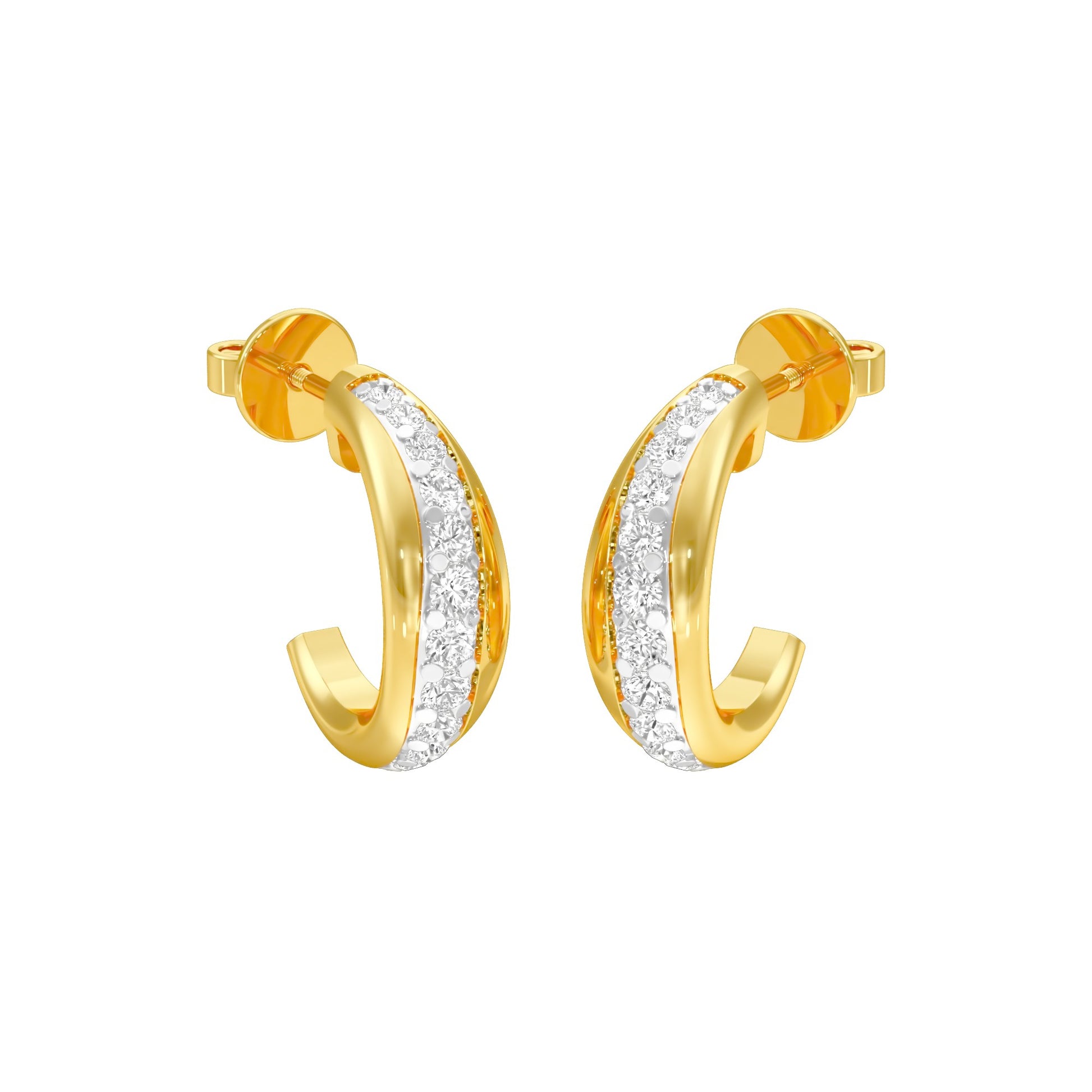 Stacklight Diamond Bali Earrings 18 KT / Yellow Gold