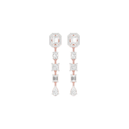 Emerald Trinkle Diamond Drop Earrings 18 KT / Rose Gold