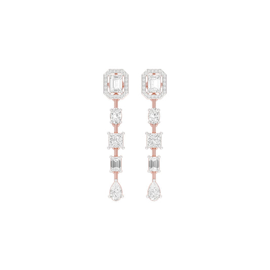 Emerald Trinkle Diamond Drop Earrings 18 KT / Rose Gold