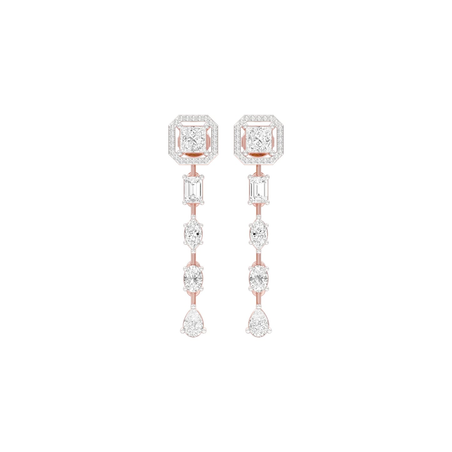 Dewfall Diamond Drop Earrings 18 KT / Rose Gold