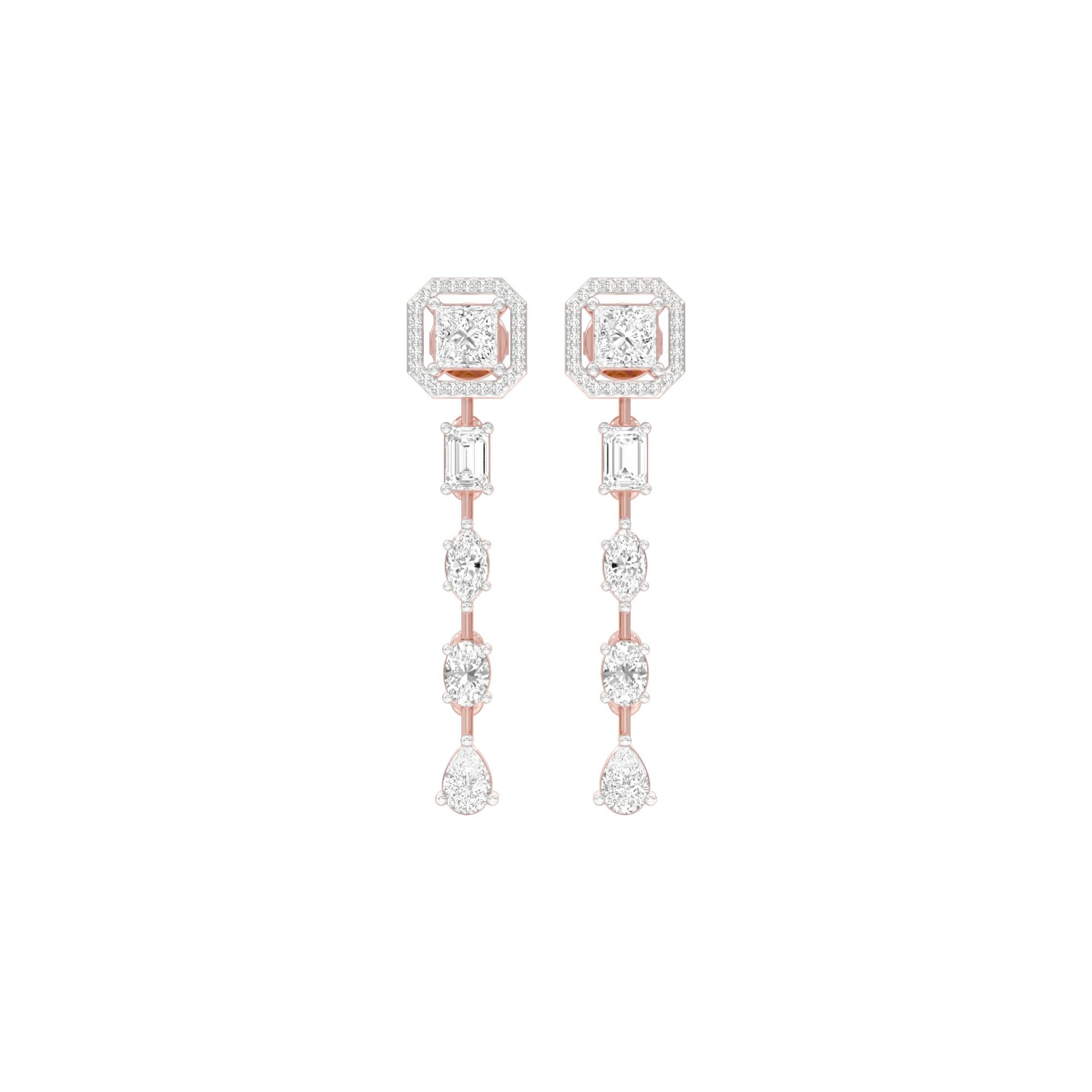 Dewfall Diamond Drop Earrings 18 KT / Rose Gold