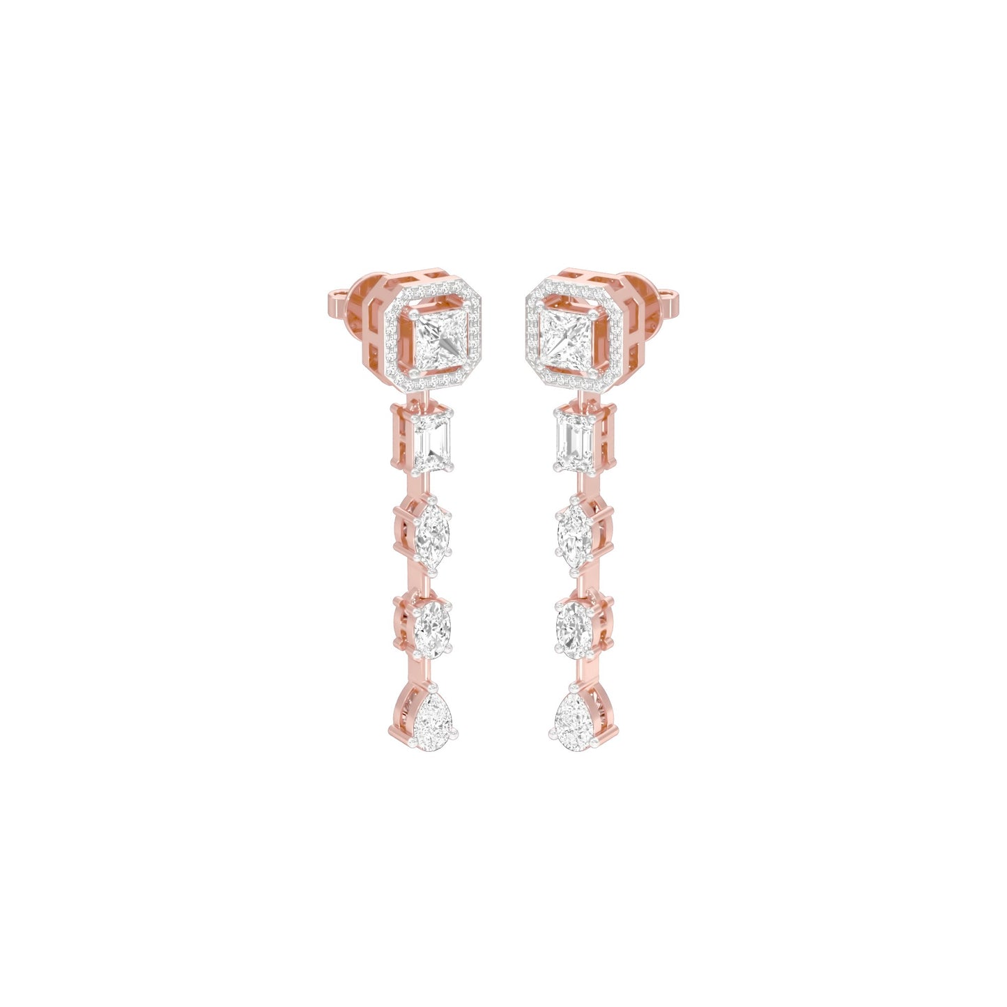 Dewfall Diamond Drop Earrings 18 KT / Rose Gold
