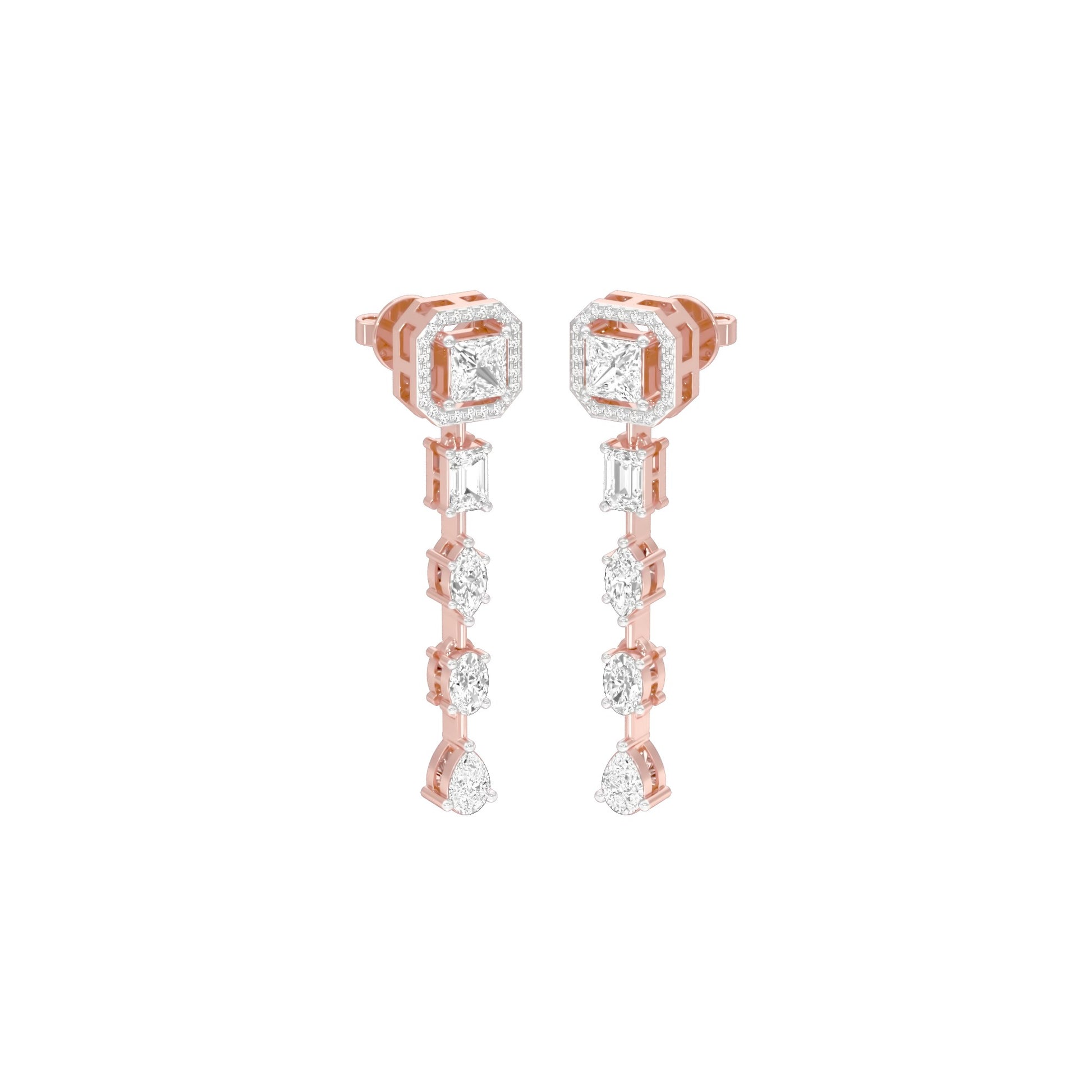 Dewfall Diamond Drop Earrings 18 KT / Rose Gold