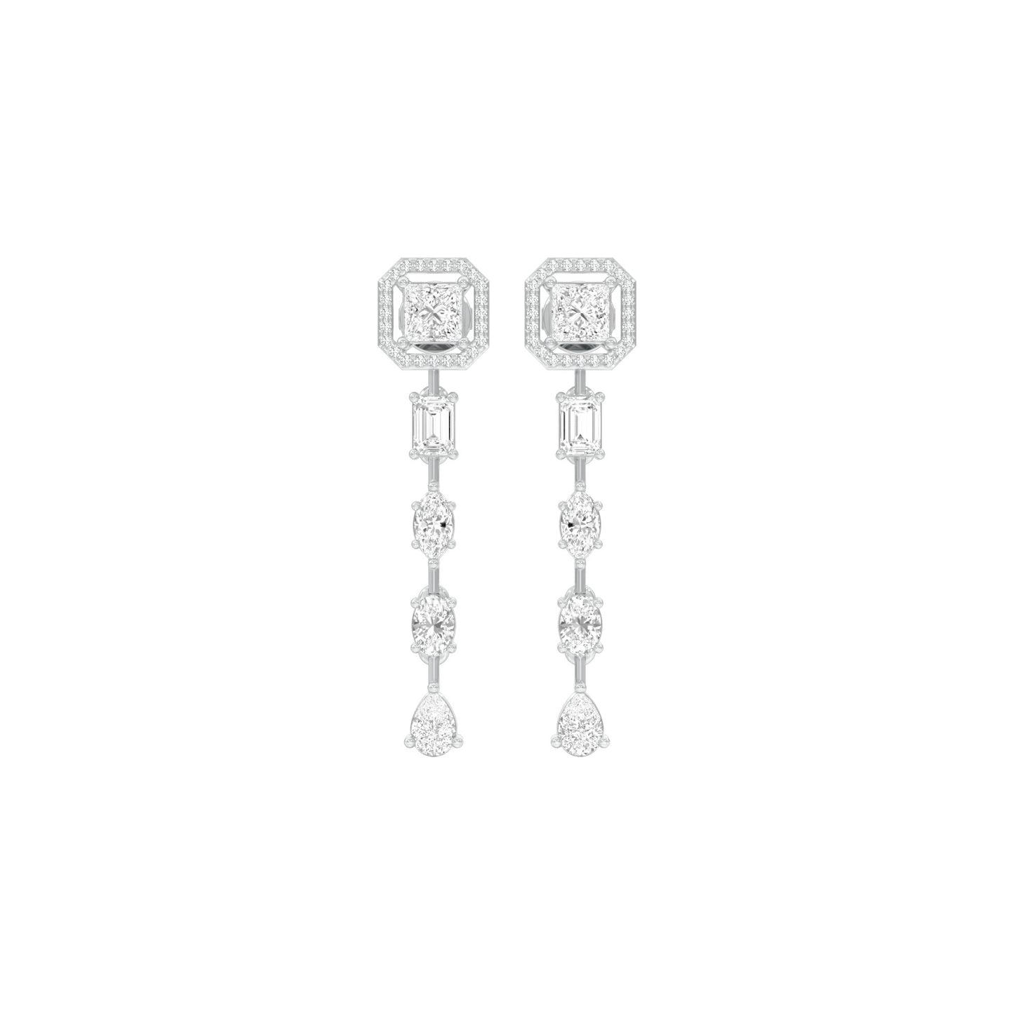 Dewfall Diamond Drop Earrings 18 KT / White Gold