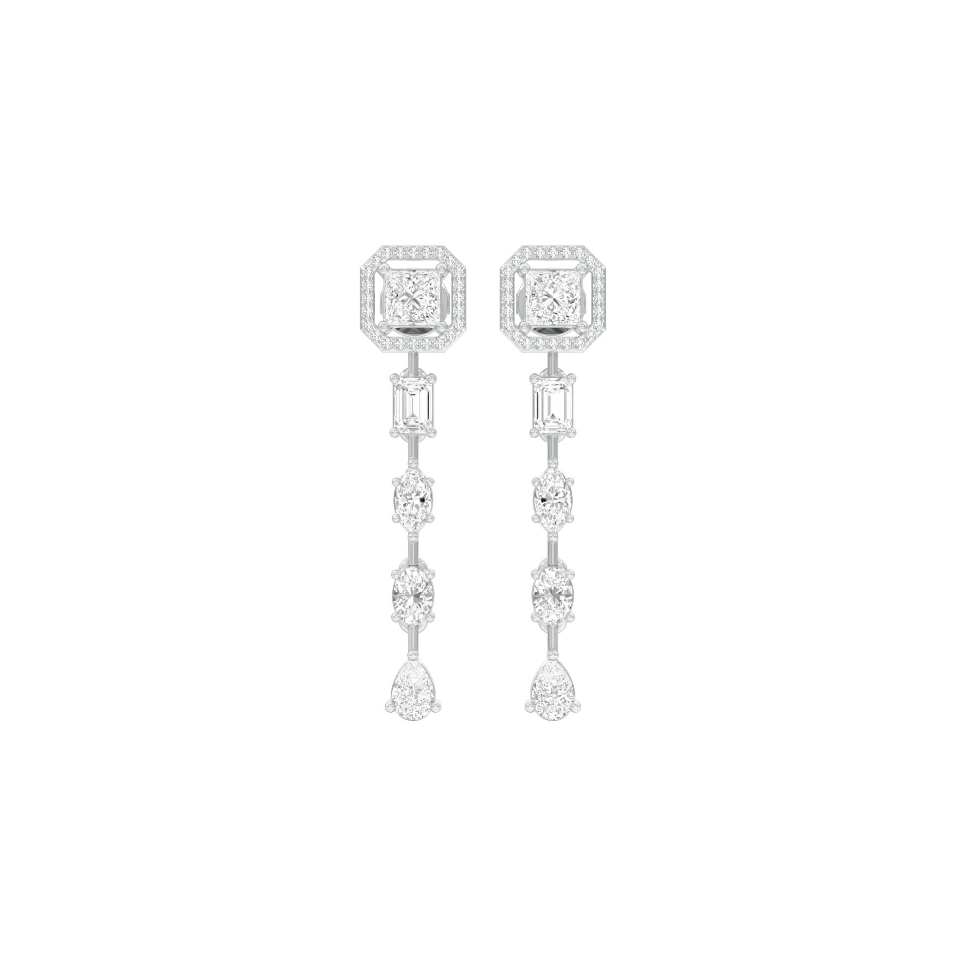 Dewfall Diamond Drop Earrings 18 KT / White Gold