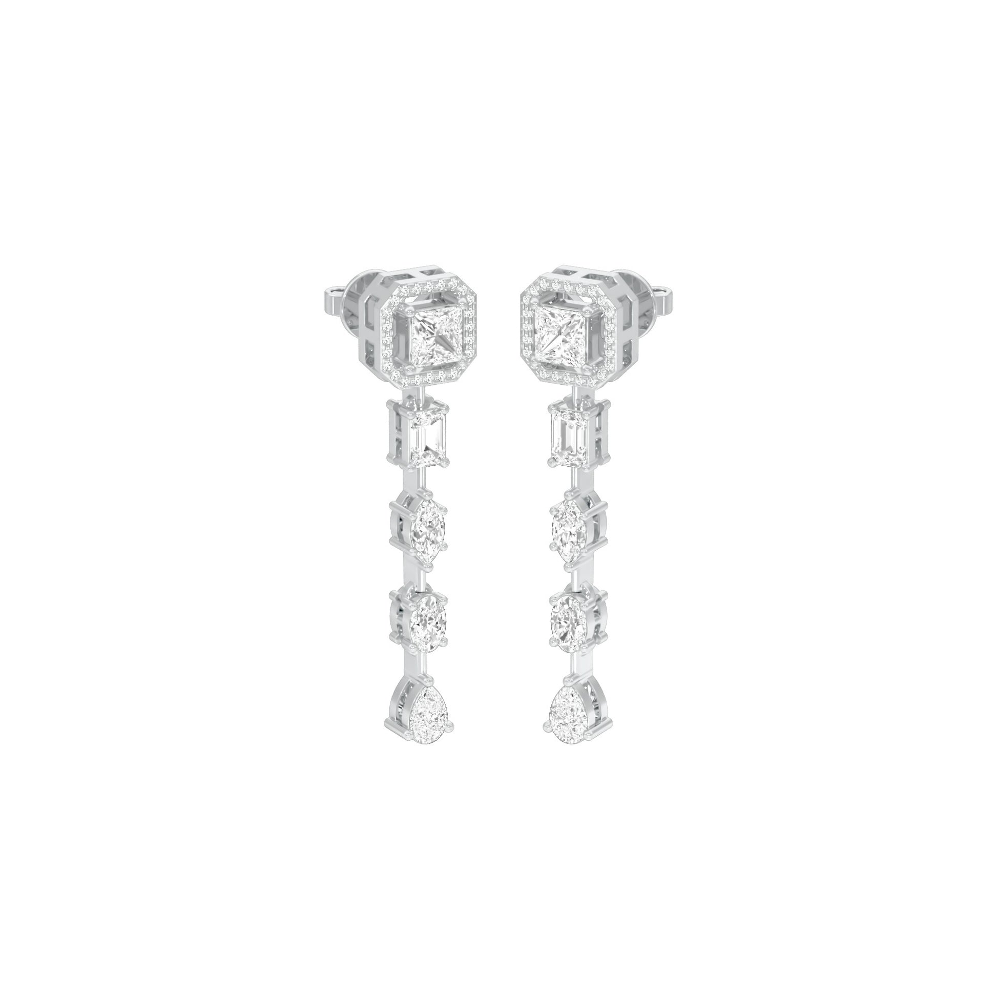 Dewfall Diamond Drop Earrings 18 KT / White Gold