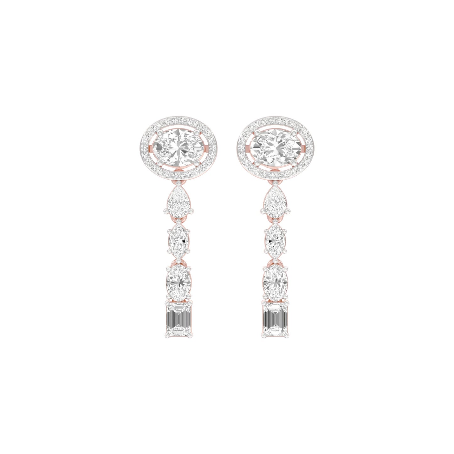 Shape Symphony Diamond Drop Earrings 18 KT / Rose Gold