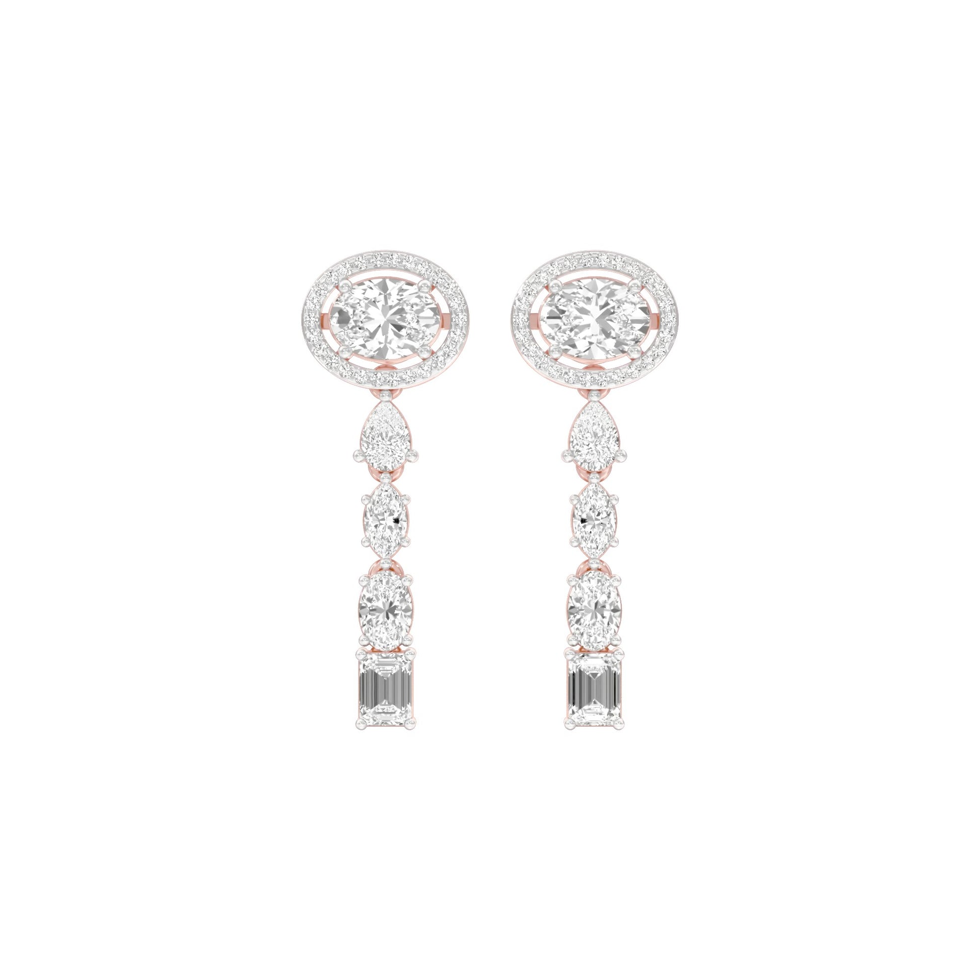 Shape Symphony Diamond Drop Earrings 18 KT / Rose Gold