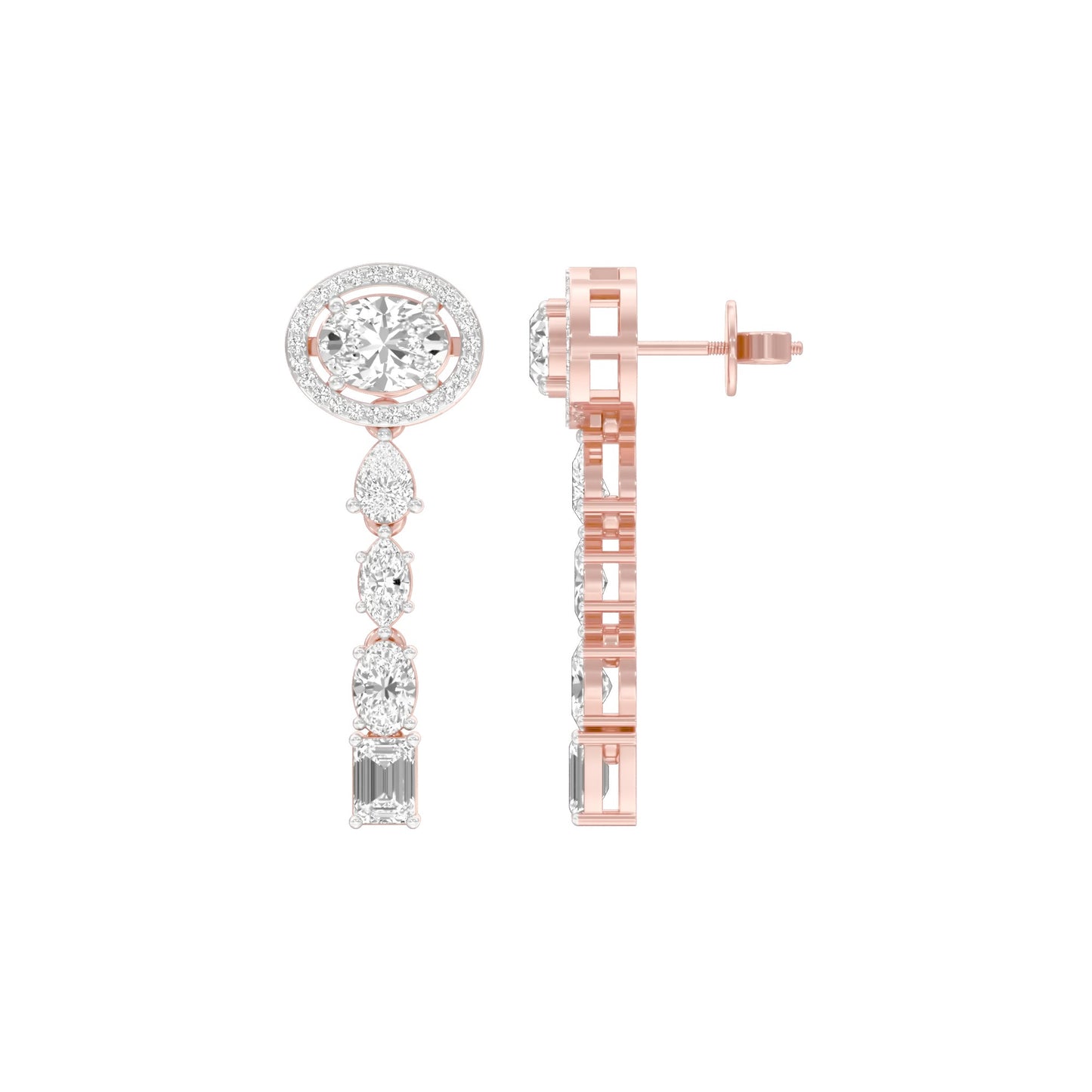 Shape Symphony Diamond Drop Earrings 18 KT / Rose Gold