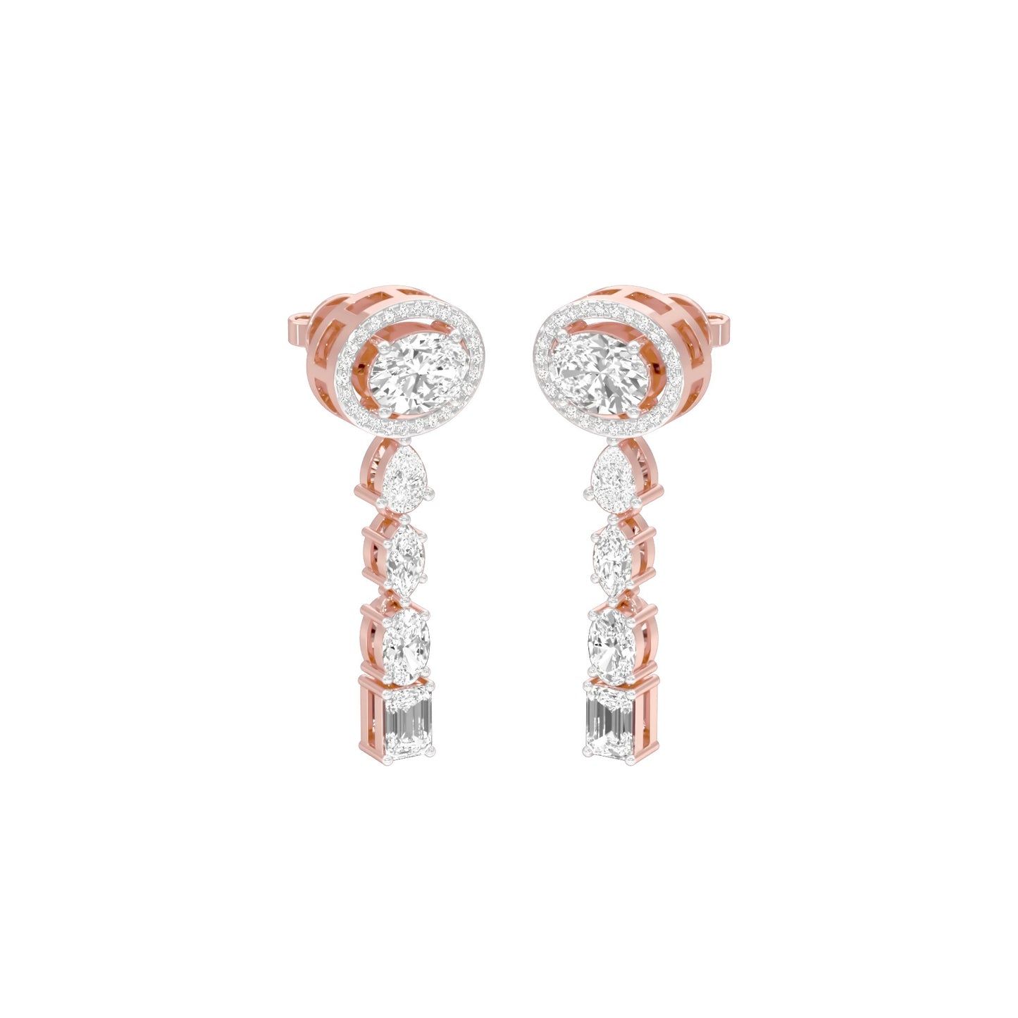 Shape Symphony Diamond Drop Earrings 18 KT / Rose Gold