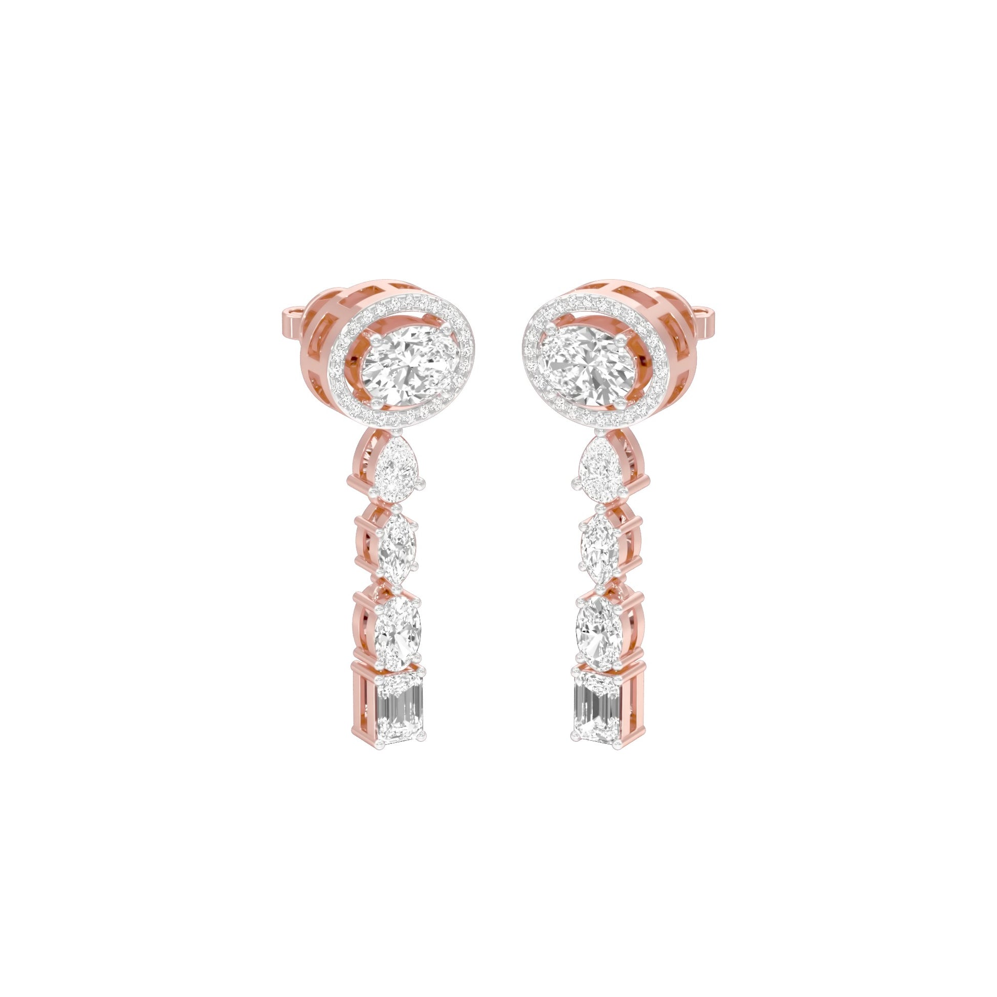 Shape Symphony Diamond Drop Earrings 18 KT / Rose Gold