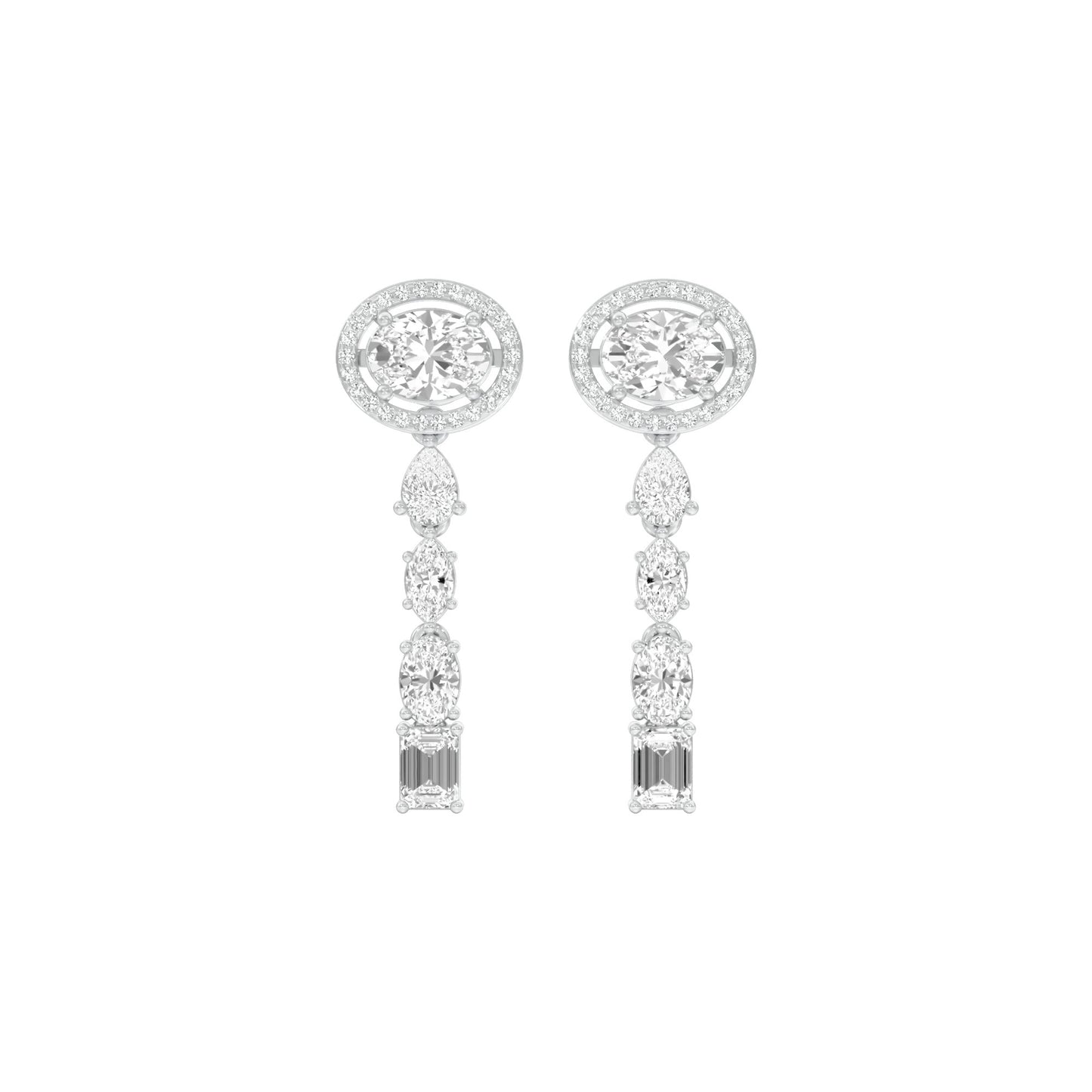 Shape Symphony Diamond Drop Earrings 18 KT / White Gold