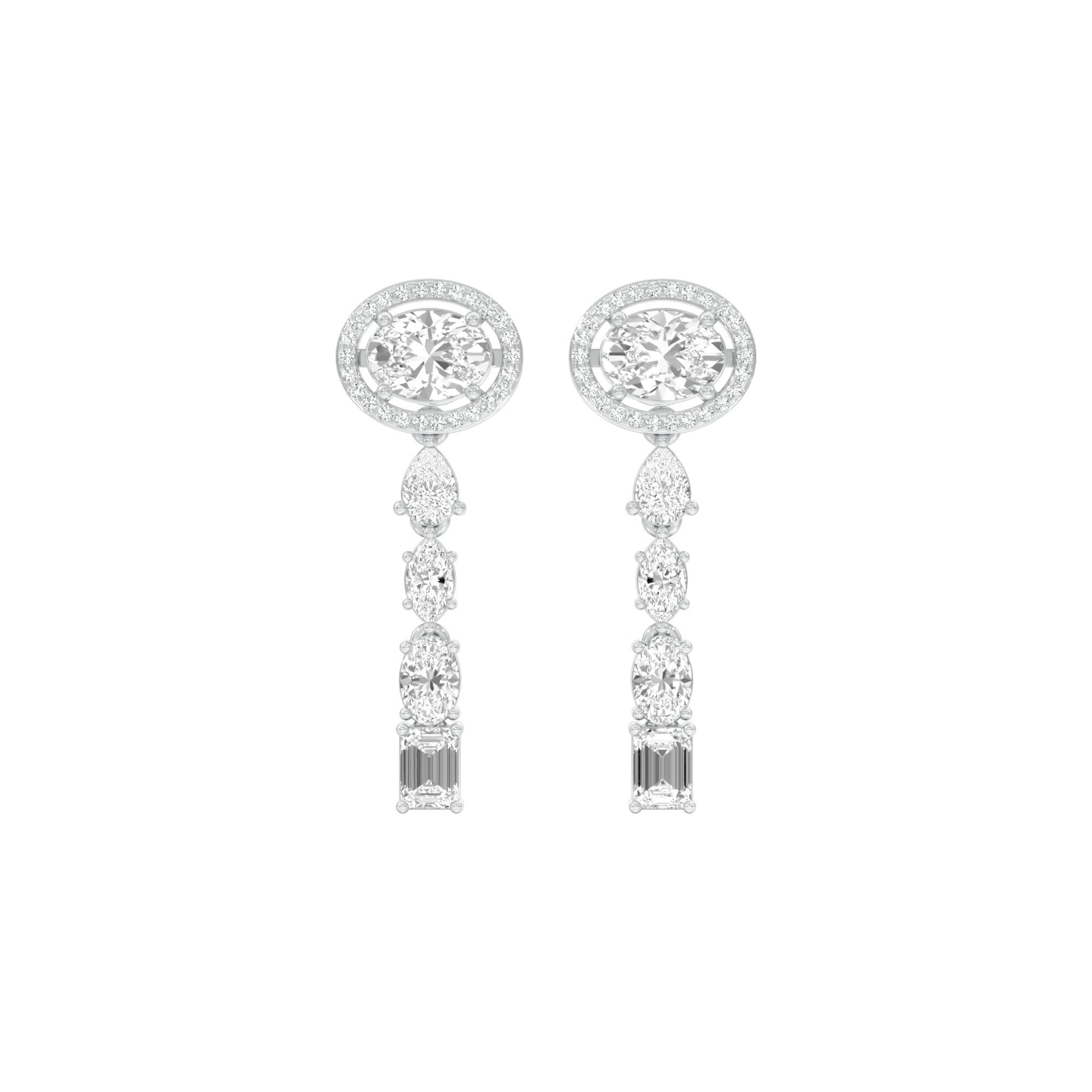 Shape Symphony Diamond Drop Earrings 18 KT / White Gold