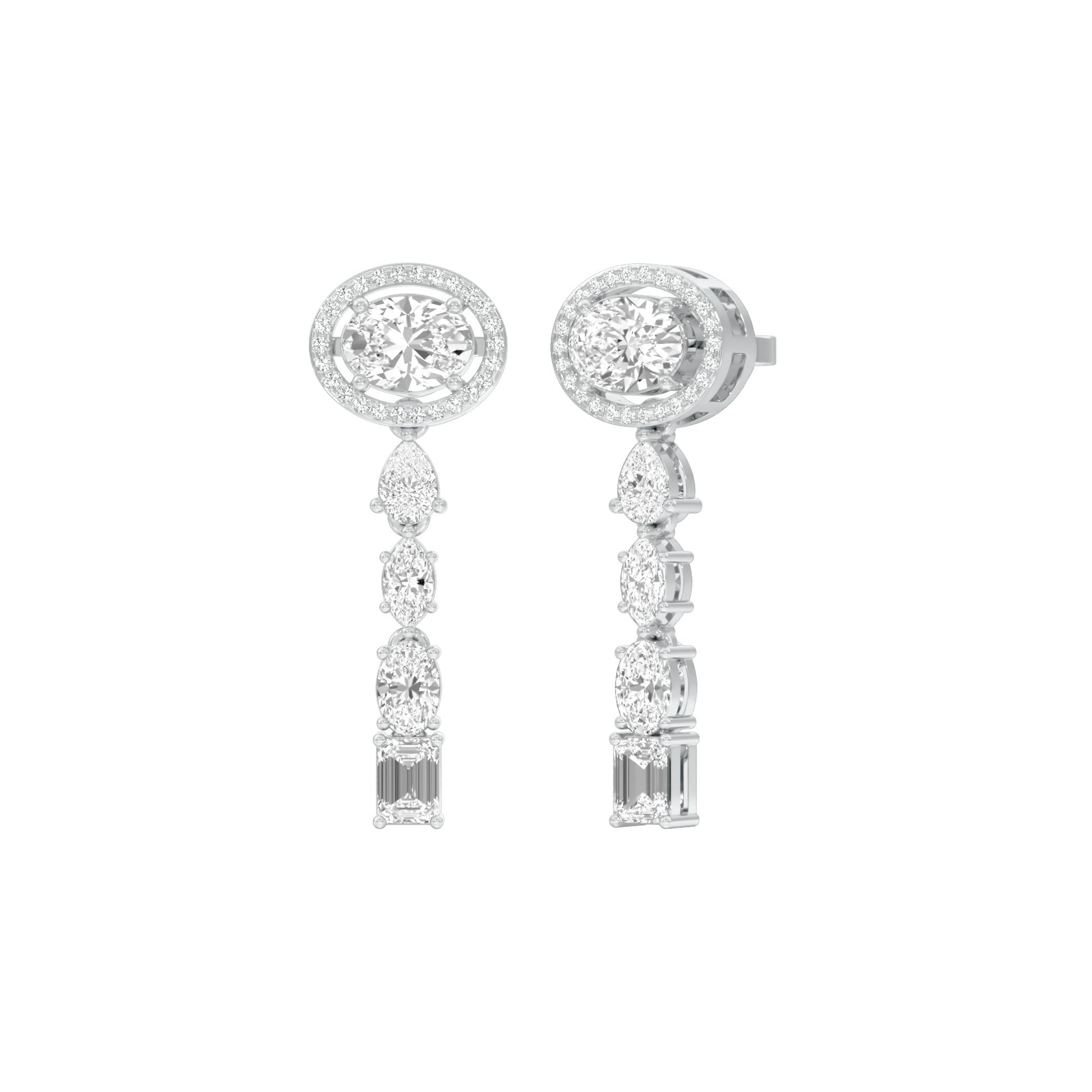 Shape Symphony Diamond Drop Earrings 18 KT / White Gold
