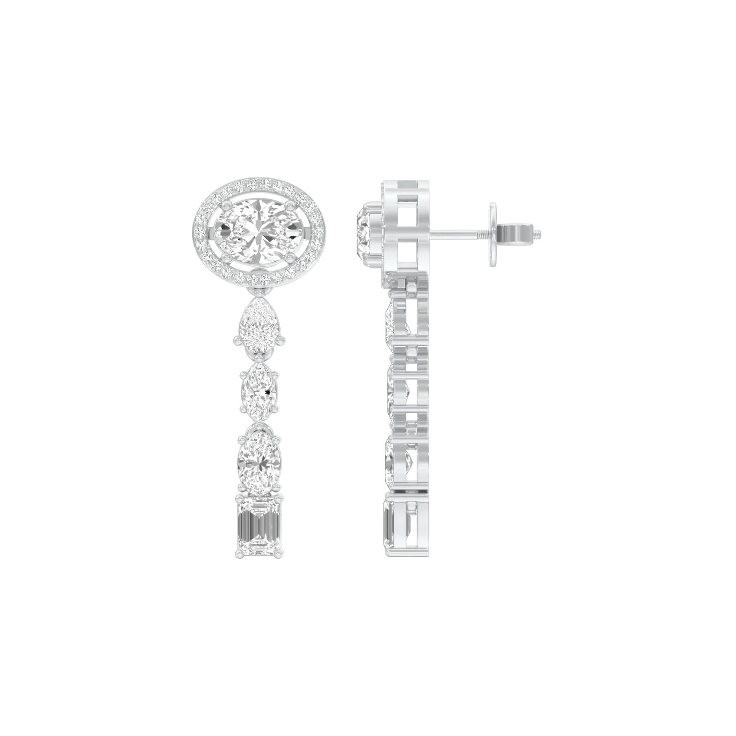 Shape Symphony Diamond Drop Earrings 18 KT / White Gold