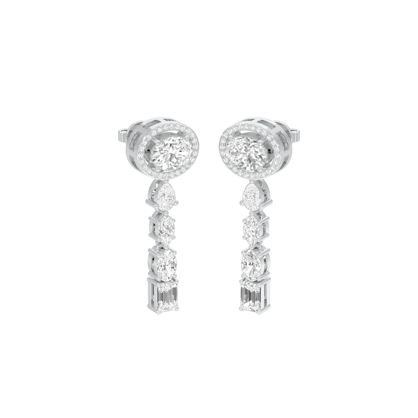 Shape Symphony Diamond Drop Earrings 18 KT / White Gold