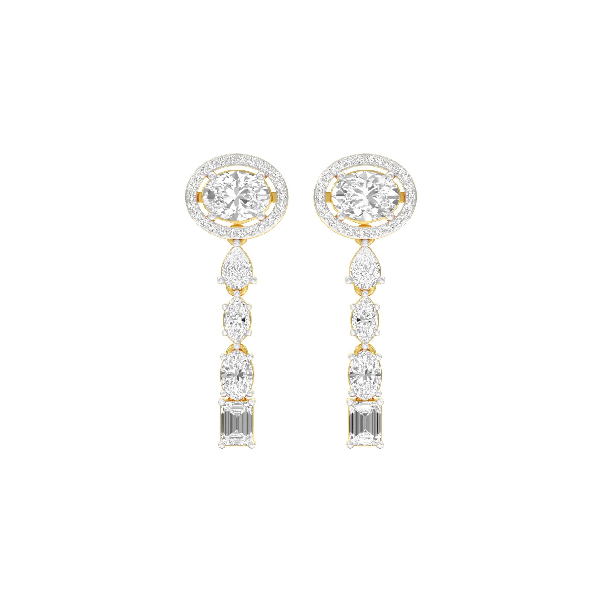 Shape Symphony Diamond Drop Earrings 18 KT / Yellow Gold