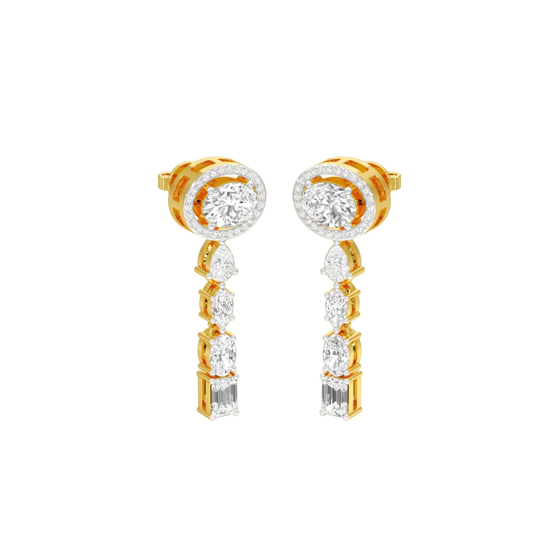 Shape Symphony Diamond Drop Earrings 18 KT / Yellow Gold