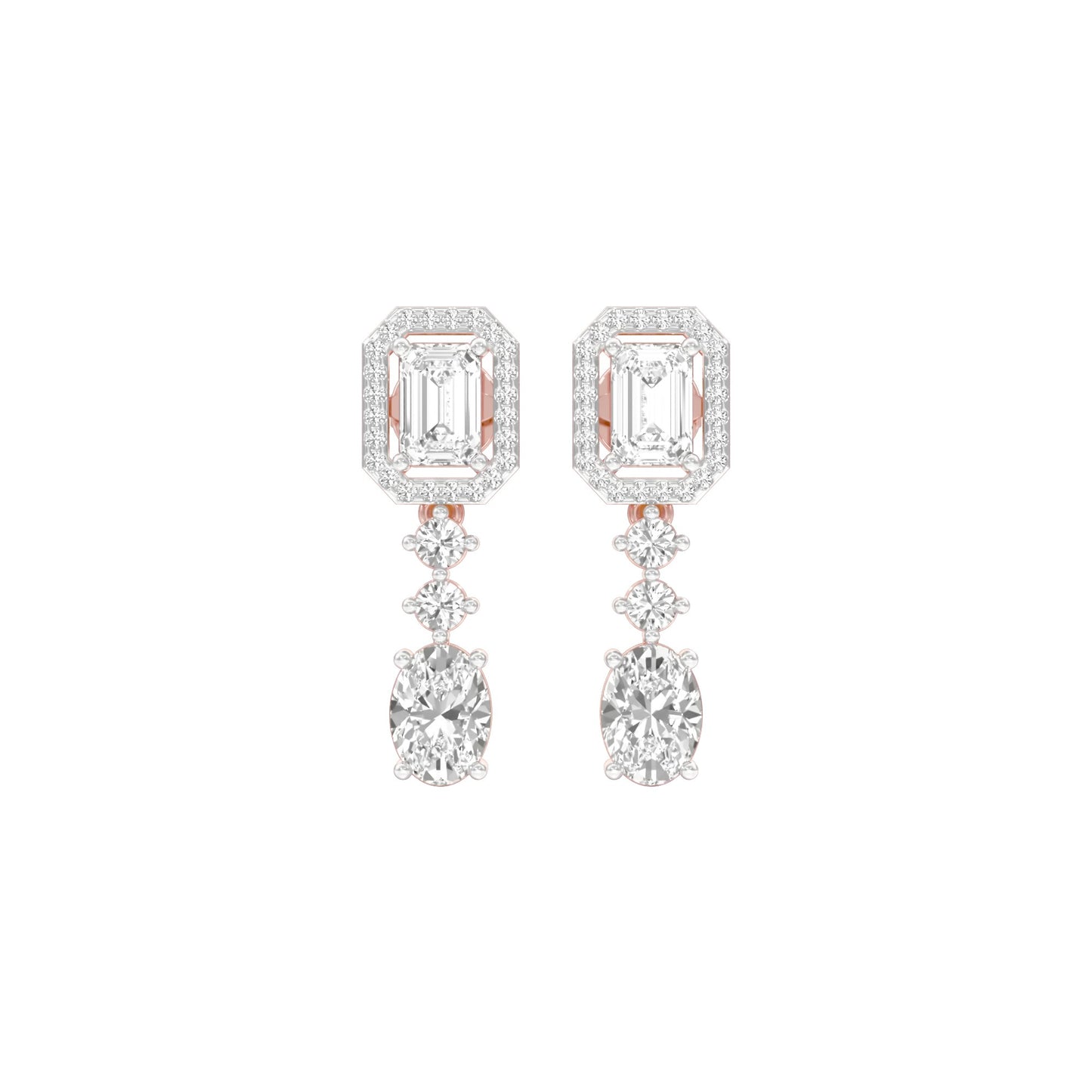 Emerald Canopy Diamond Drop Earrings 18 KT / Rose Gold