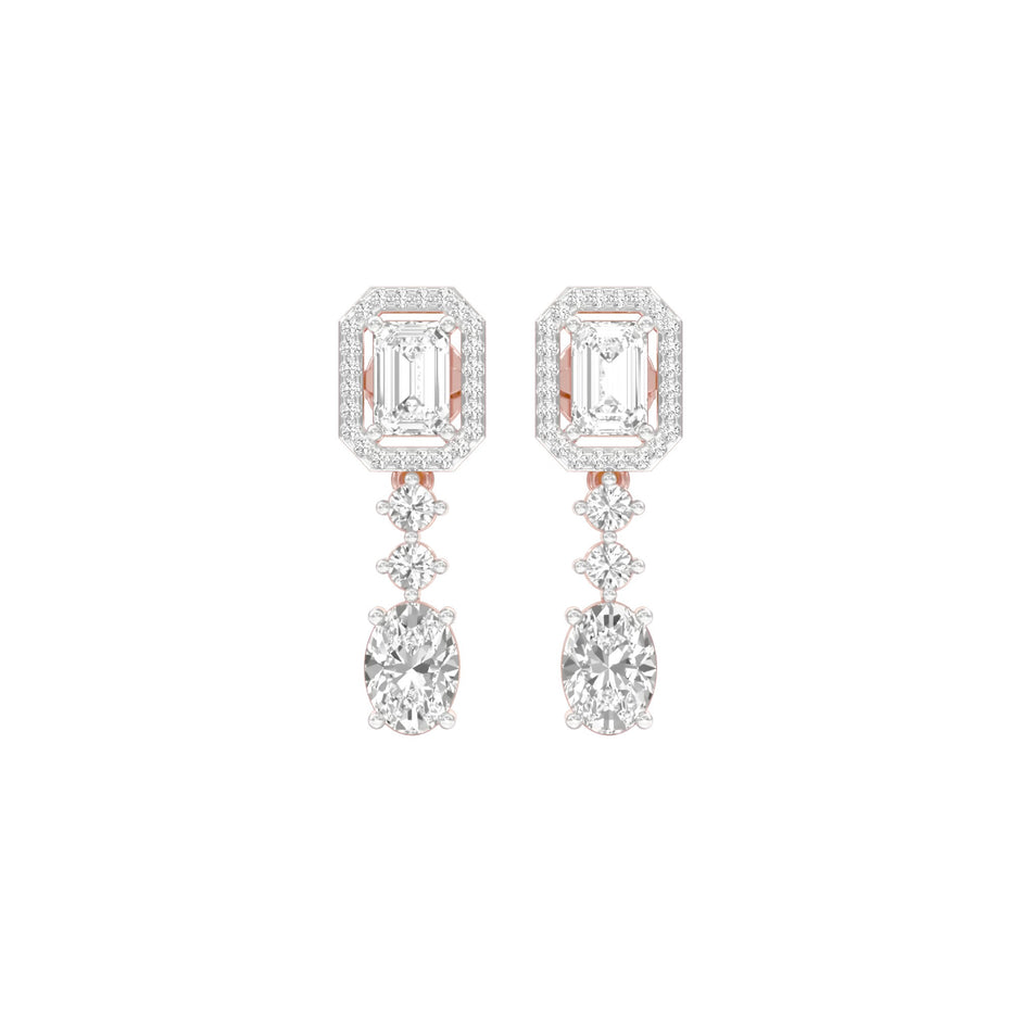 Emerald Canopy Diamond Drop Earrings 18 KT / Rose Gold
