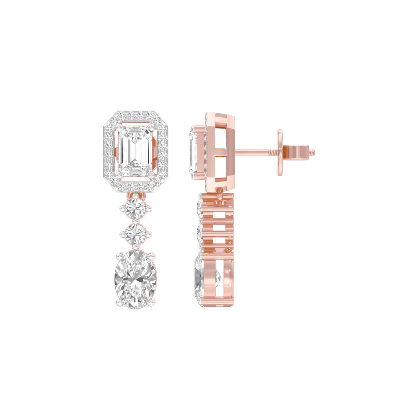 Emerald Canopy Diamond Drop Earrings 18 KT / Rose Gold