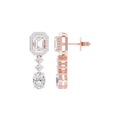 Emerald Canopy Diamond Drop Earrings 18 KT / Rose Gold
