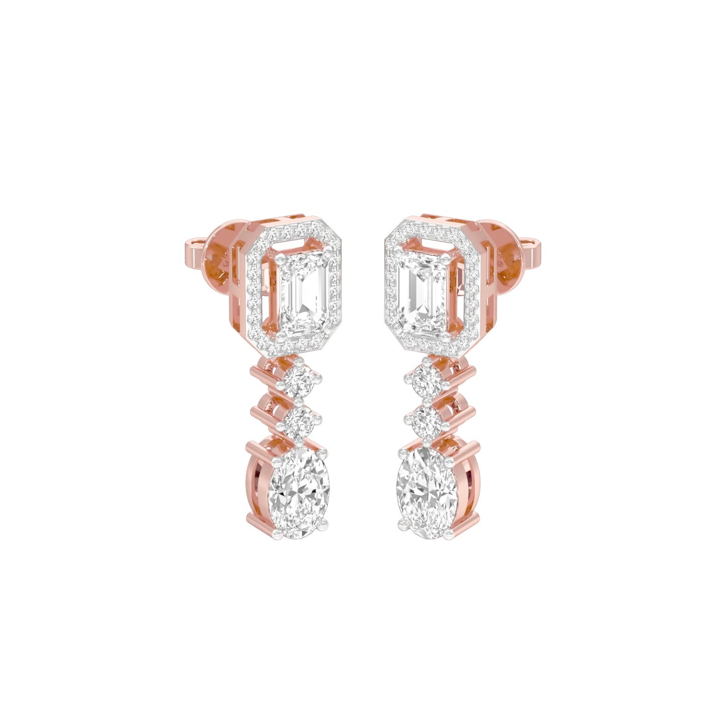 Emerald Canopy Diamond Drop Earrings 18 KT / Rose Gold