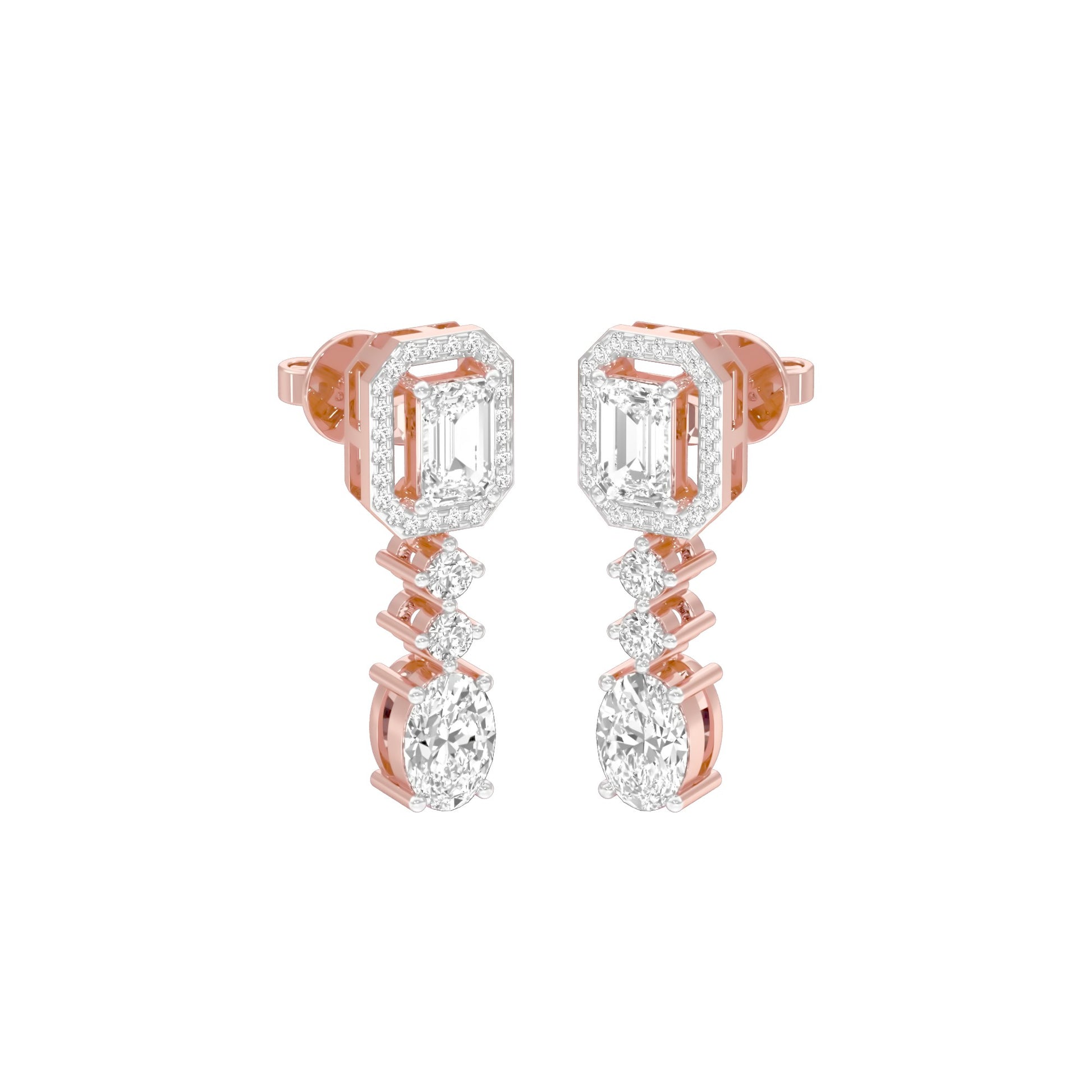 Emerald Canopy Diamond Drop Earrings 18 KT / Rose Gold