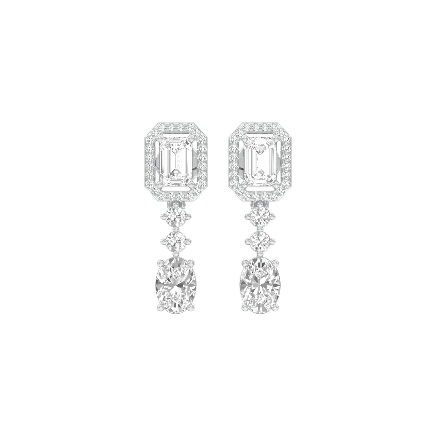 Emerald Canopy Diamond Drop Earrings 18 KT / White Gold