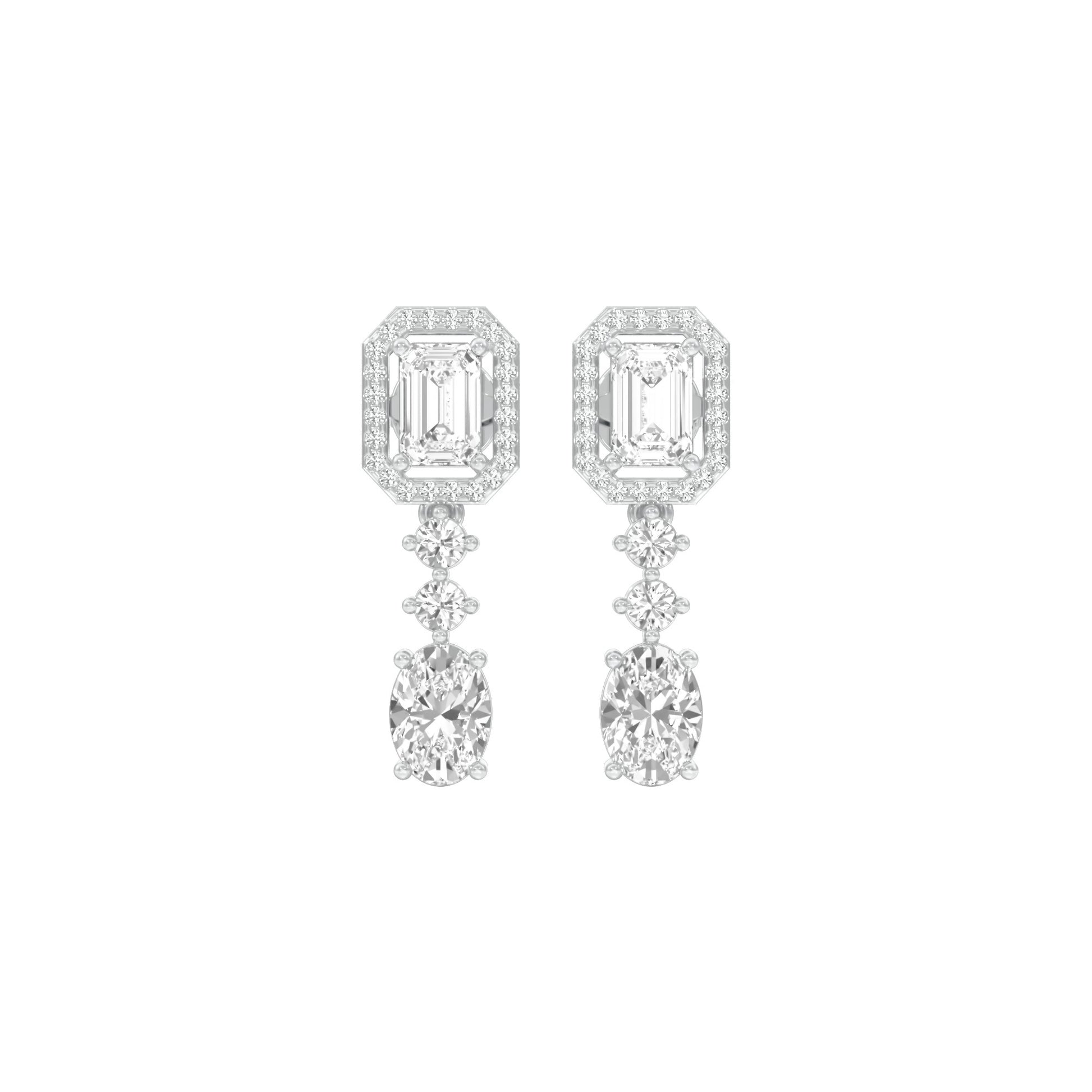 Emerald Canopy Diamond Drop Earrings 18 KT / White Gold