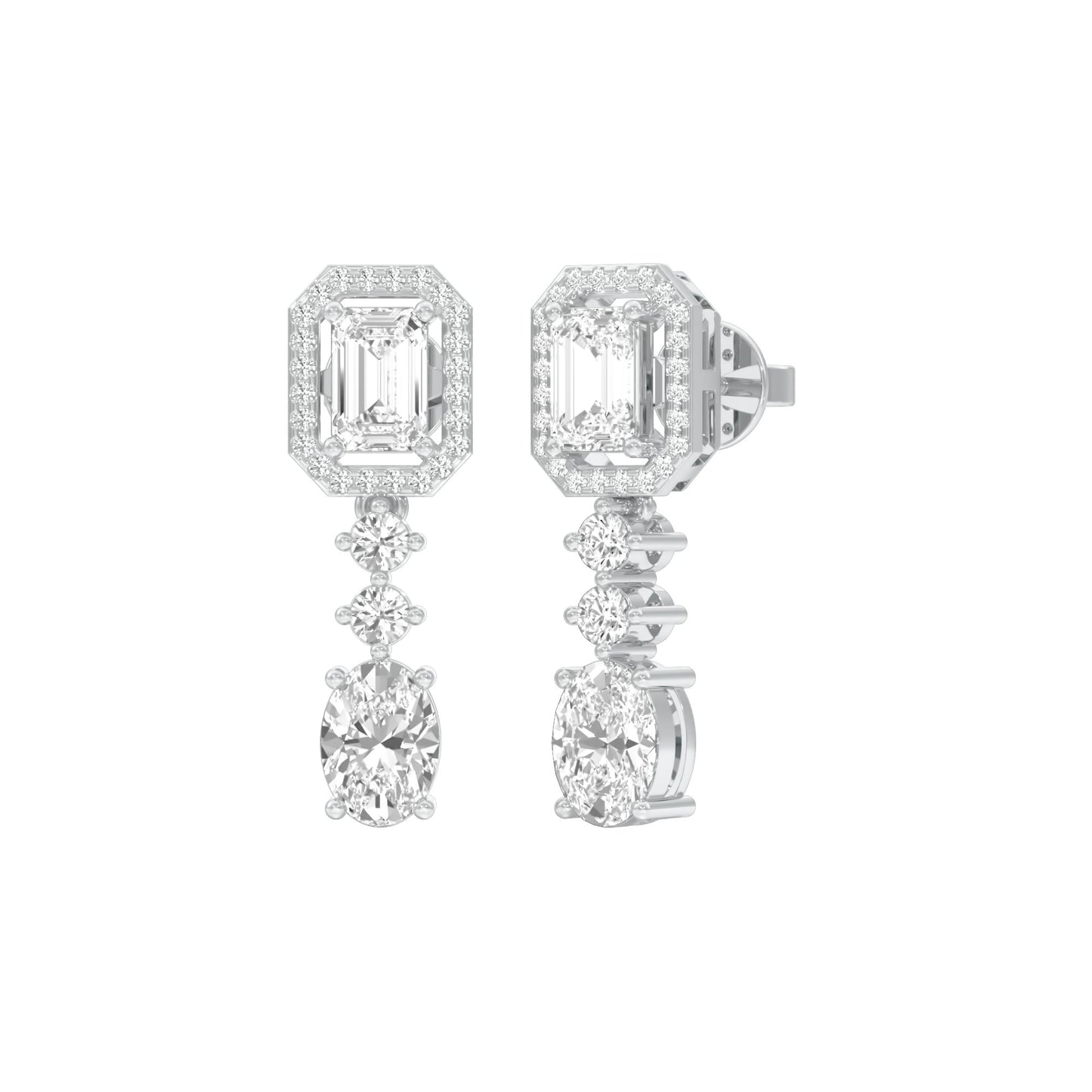 Emerald Canopy Diamond Drop Earrings 18 KT / White Gold