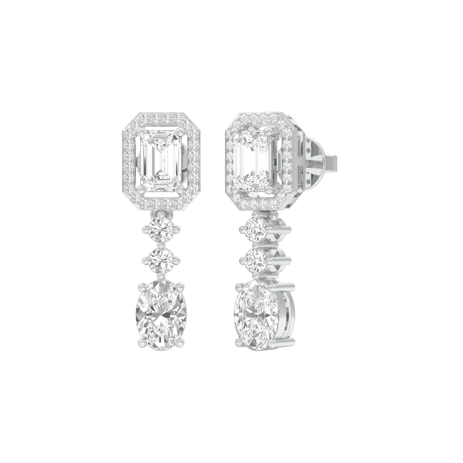 Emerald Canopy Diamond Drop Earrings 18 KT / White Gold