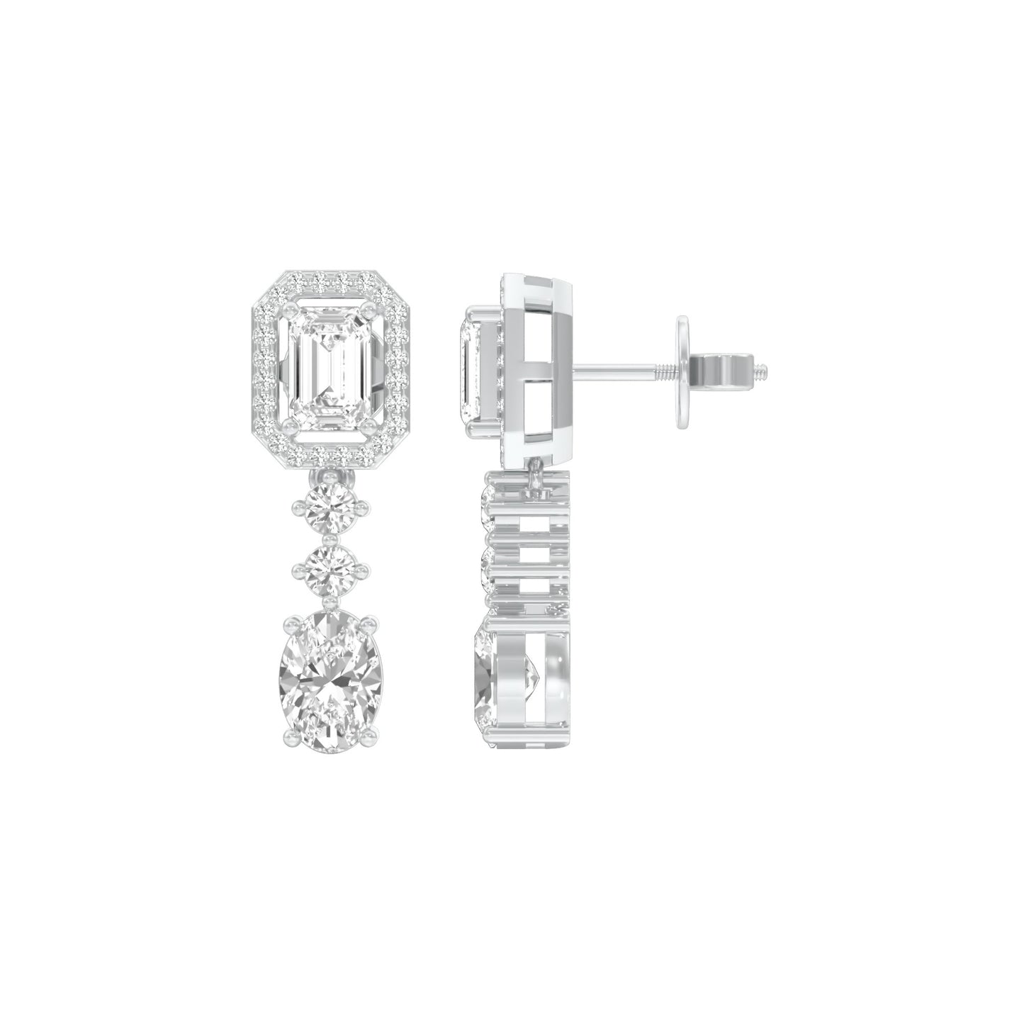 Emerald Canopy Diamond Drop Earrings 18 KT / White Gold