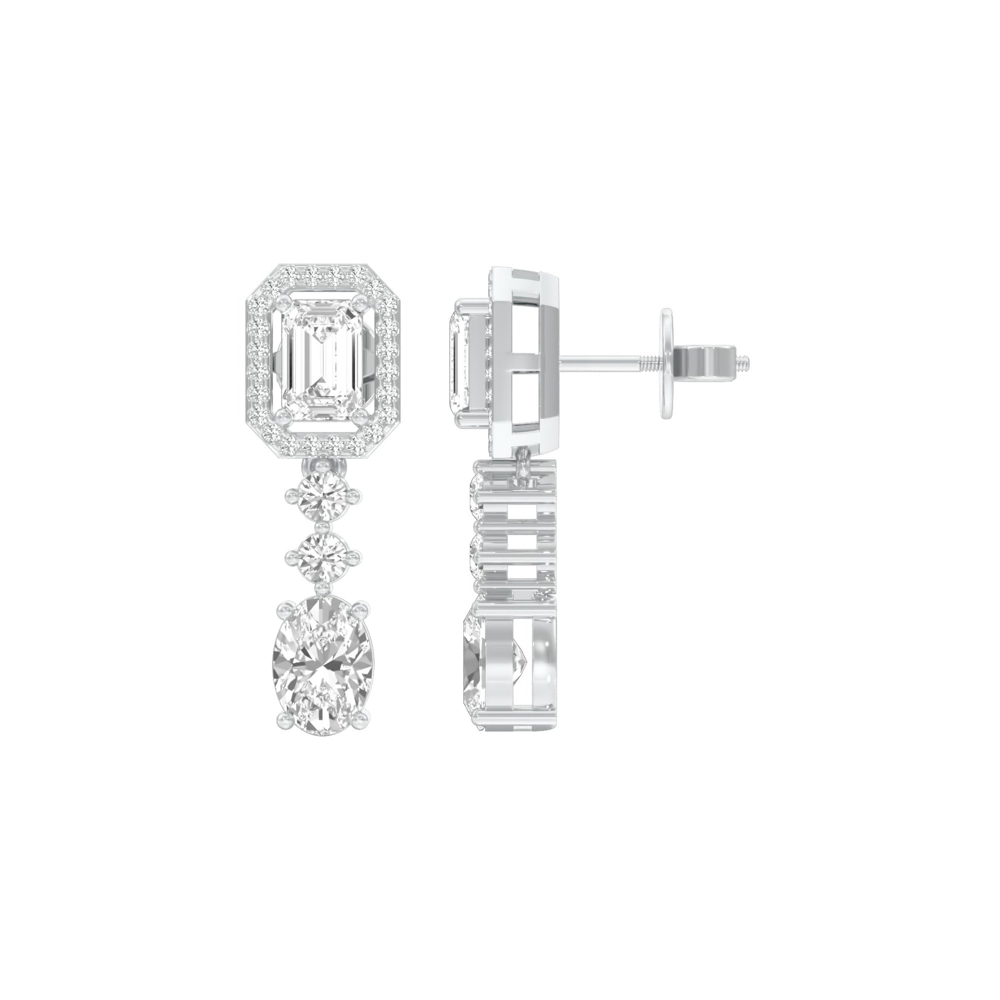 Emerald Canopy Diamond Drop Earrings 18 KT / White Gold