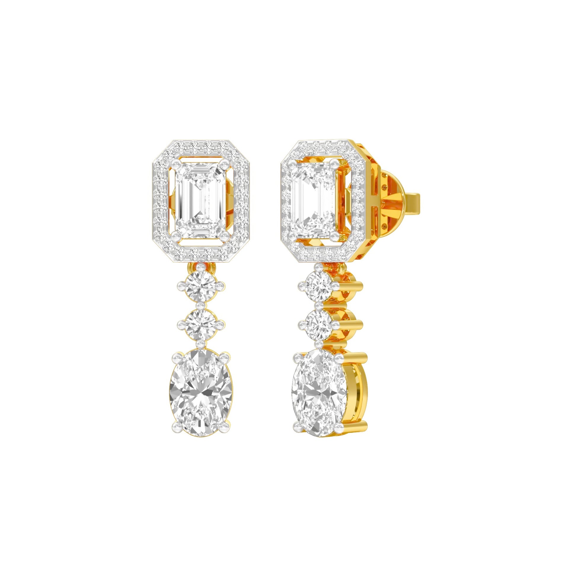 Emerald Canopy Diamond Drop Earrings 18 KT / Yellow Gold