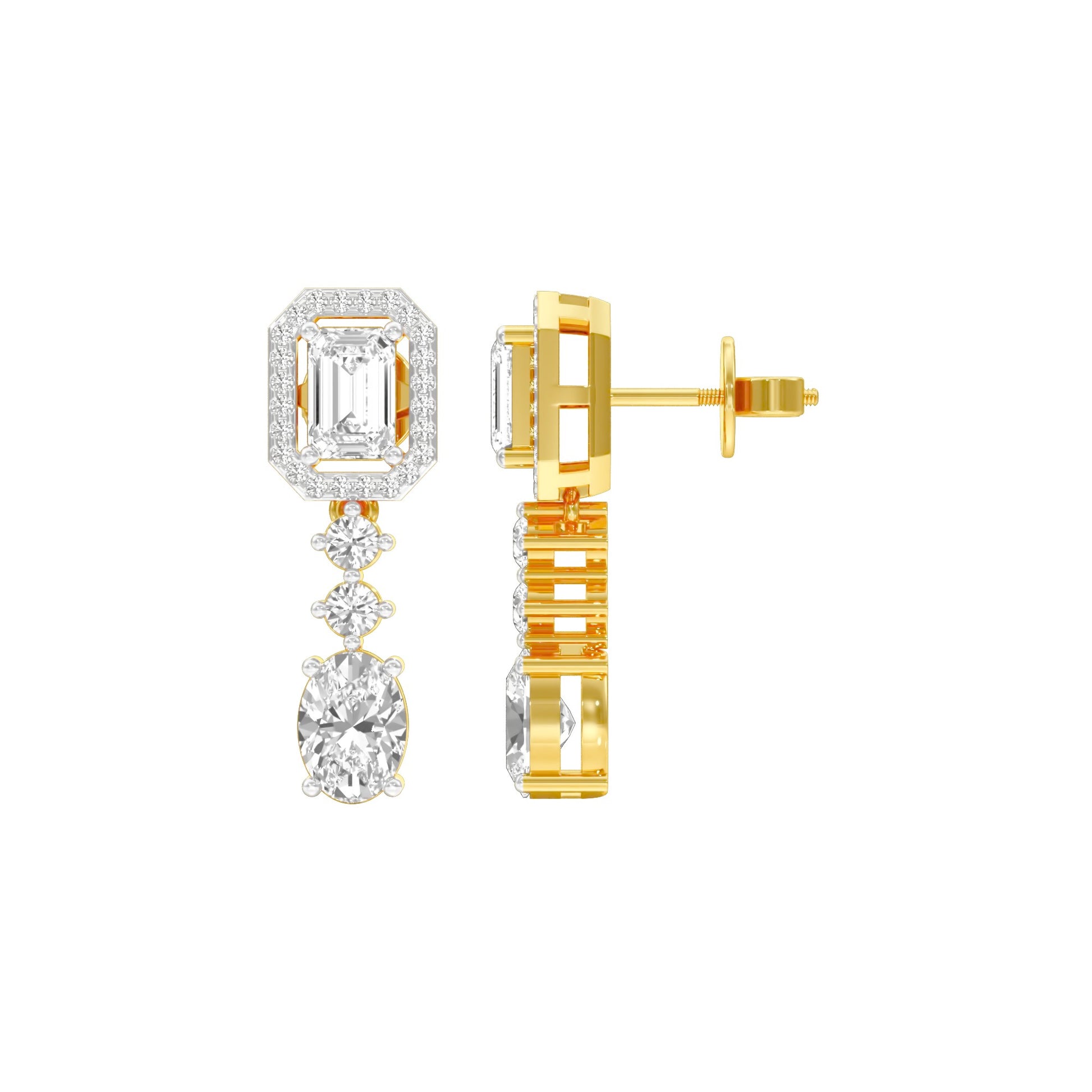 Emerald Canopy Diamond Drop Earrings 18 KT / Yellow Gold