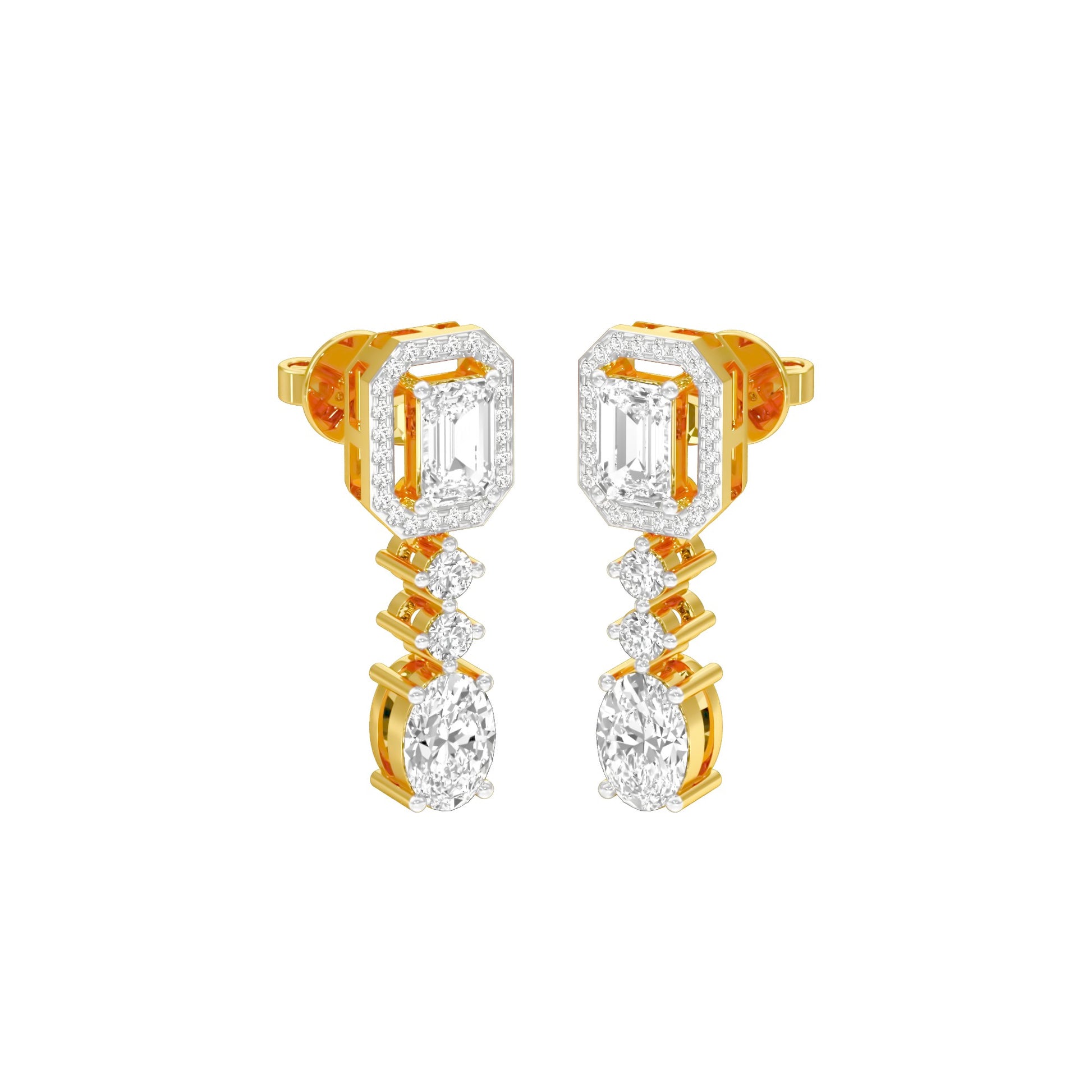 Emerald Canopy Diamond Drop Earrings 18 KT / Yellow Gold