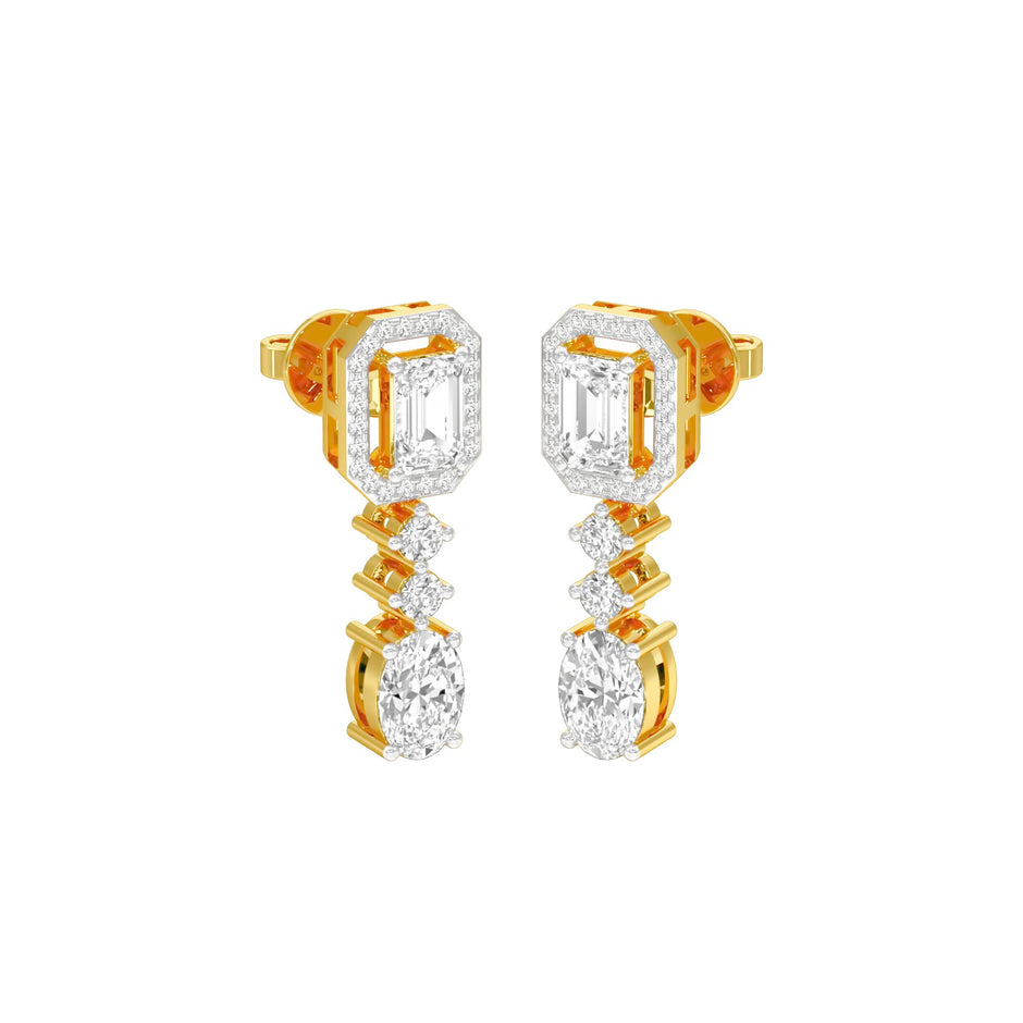 Emerald Canopy Diamond Drop Earrings 18 KT / Yellow Gold