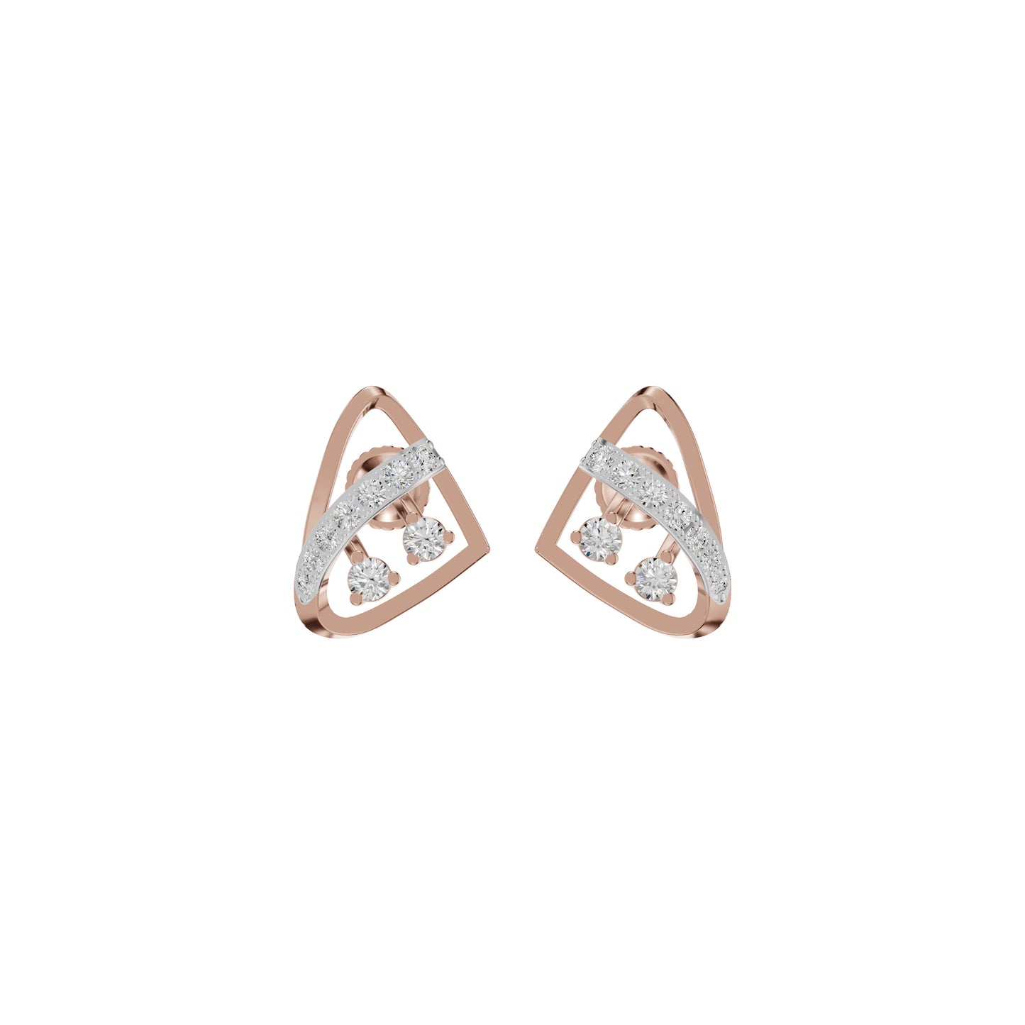 Tangle Round Diamond Stud Earrings 18 KT / Rose Gold