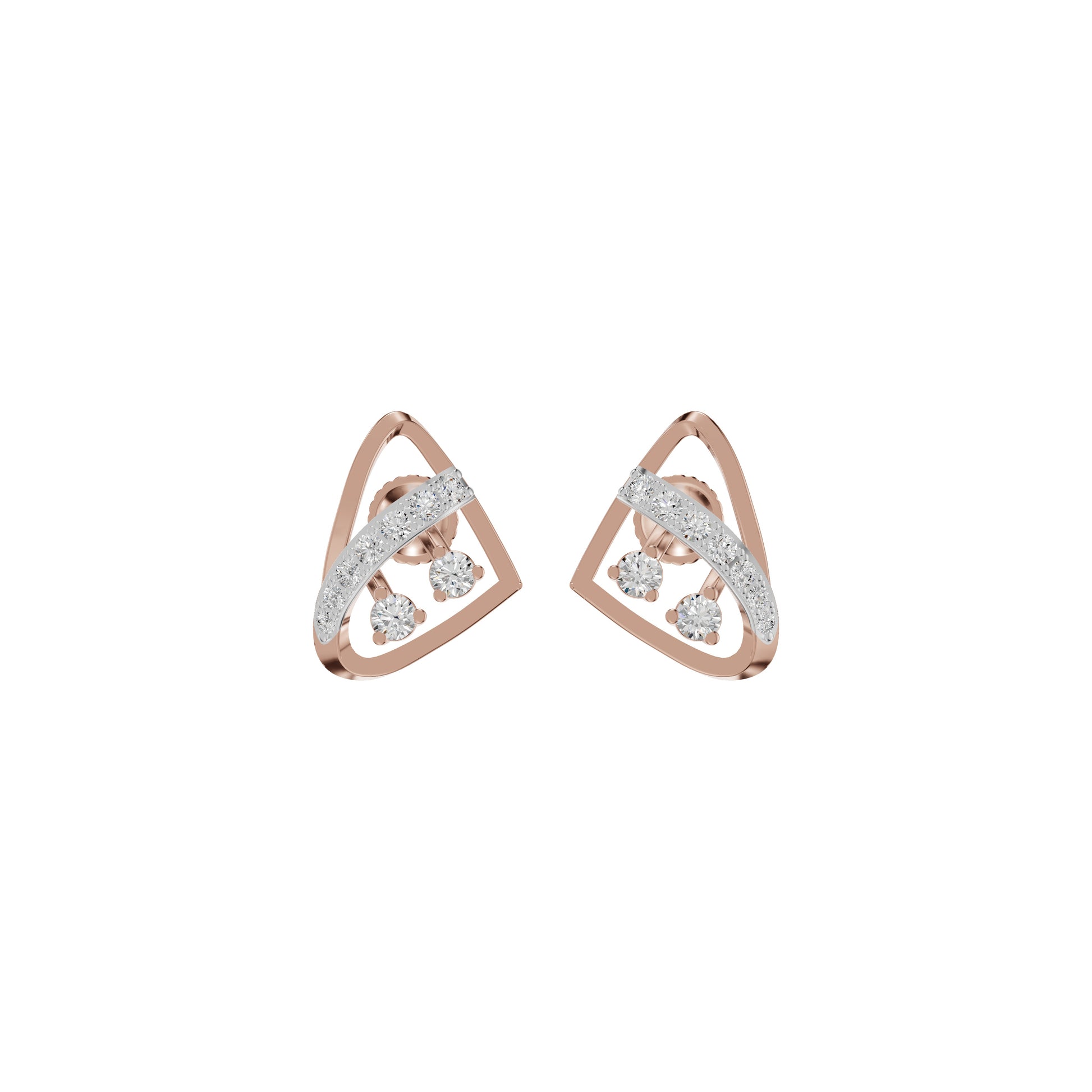 Tangle Round Diamond Stud Earrings 18 KT / Rose Gold