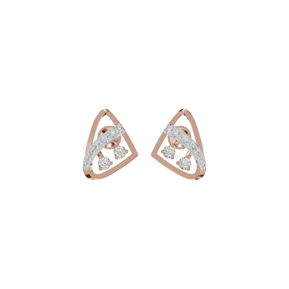 Tangle Round Diamond Stud Earrings 18 KT / Rose Gold